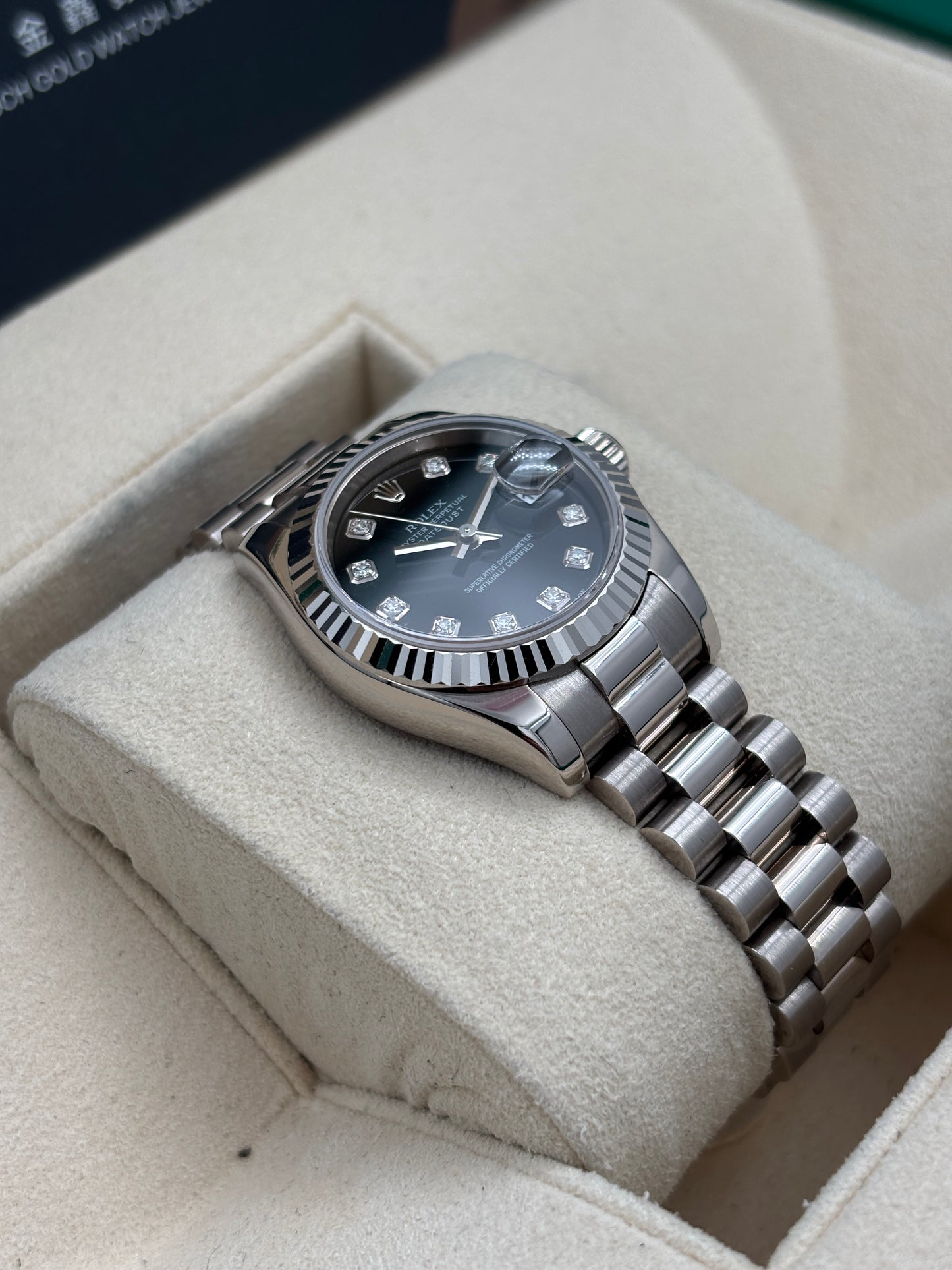 二手 USED  ROLEX 勞力士 DATEJUST 179179 黑色鑽石字 2006年 18k白金 保養證