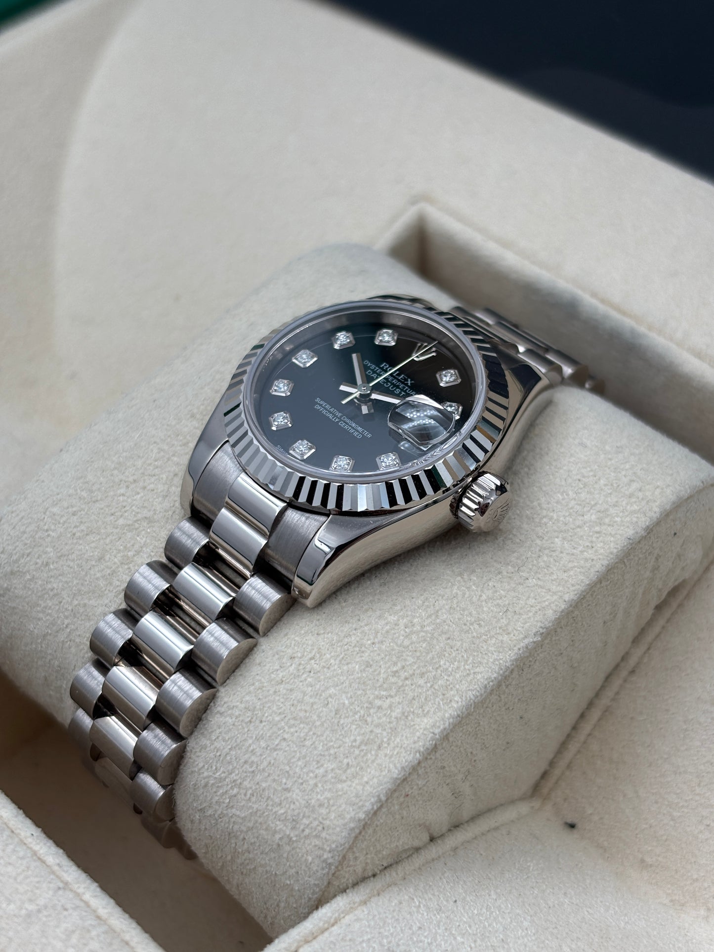二手 USED  ROLEX 勞力士 DATEJUST 179179 黑色鑽石字 2006年 18k白金 保養證