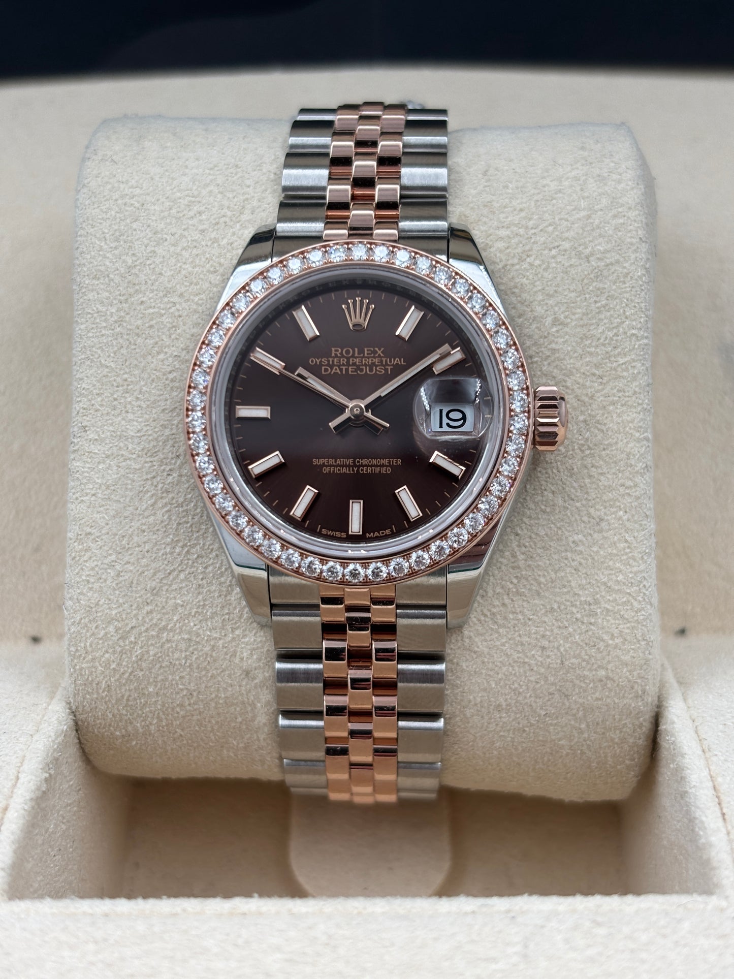 二手 USED  ROLEX 勞力士 LADY-DATEJUST 279381RBR 朱古力面 2022年5月 鑽石圈 全套 FULL SET