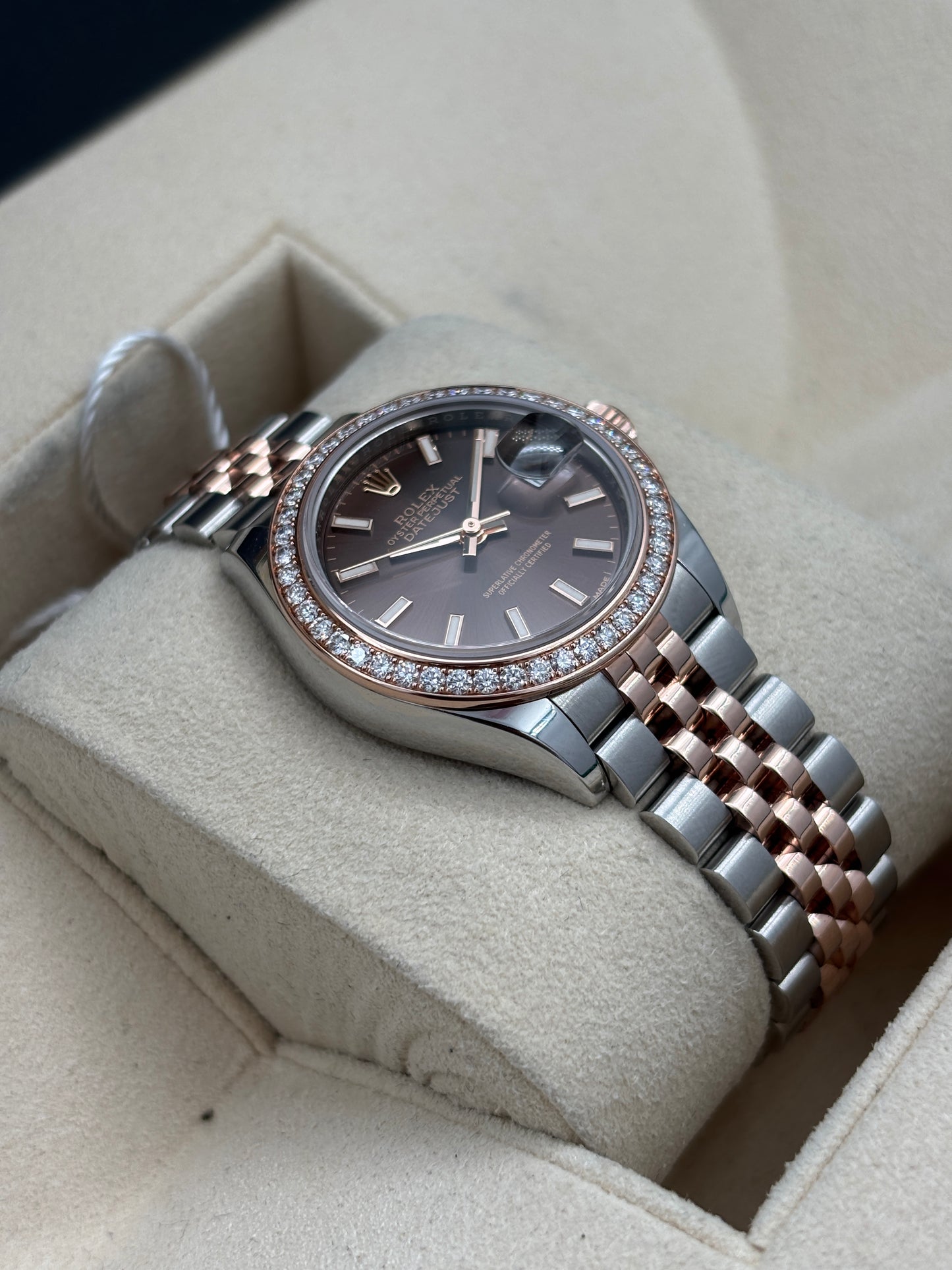 二手 USED  ROLEX 勞力士 LADY-DATEJUST 279381RBR 朱古力面 2022年5月 鑽石圈 全套 FULL SET