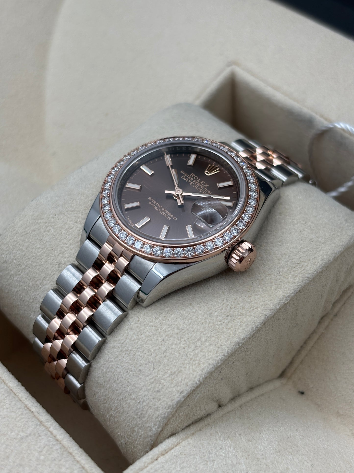 二手 USED  ROLEX 勞力士 LADY-DATEJUST 279381RBR 朱古力面 2022年5月 鑽石圈 全套 FULL SET