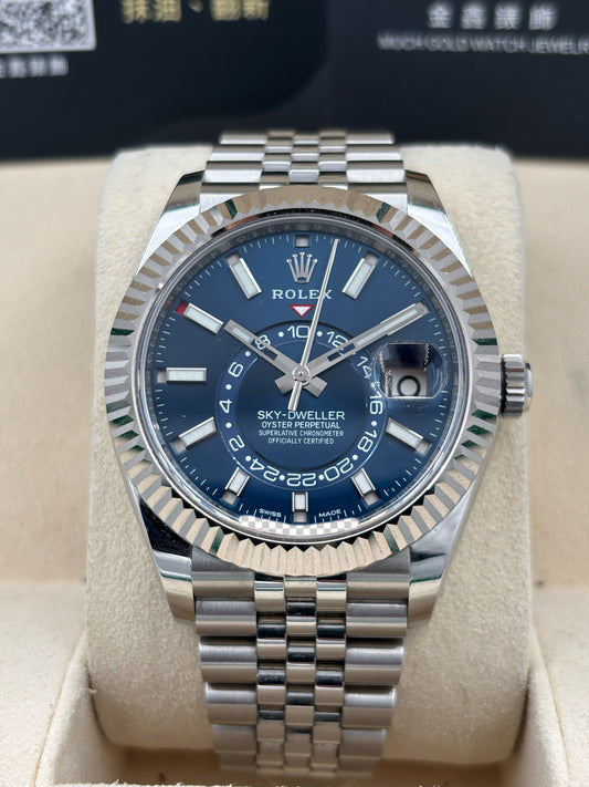 二手 USED  ROLEX 勞力士 SKY-DWELLER 326934 藍色 2023年6月 珠帶 全套 FULL SET
