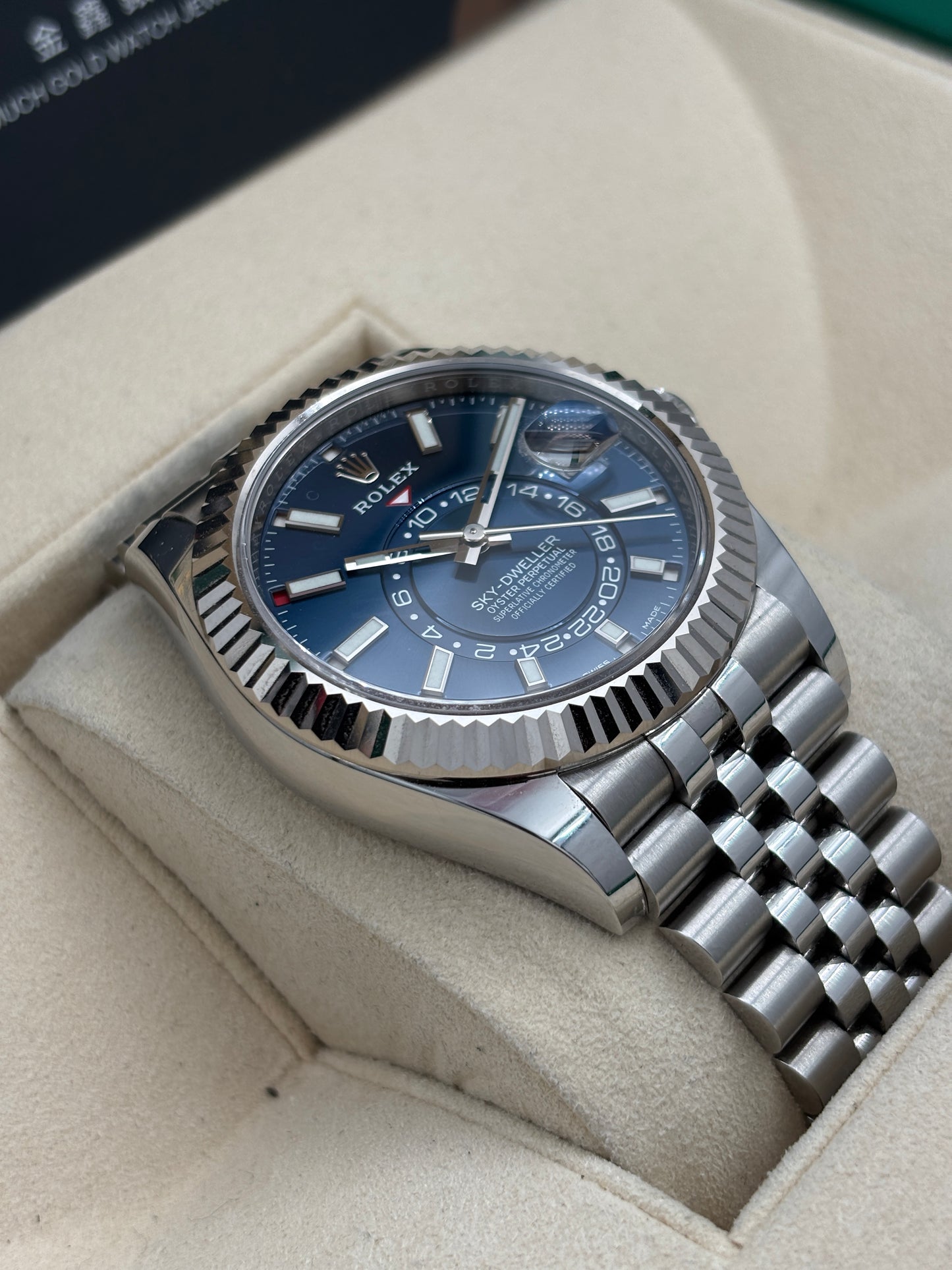 二手 USED  ROLEX 勞力士 SKY-DWELLER 326934 藍色 2023年6月 珠帶 全套 FULL SET