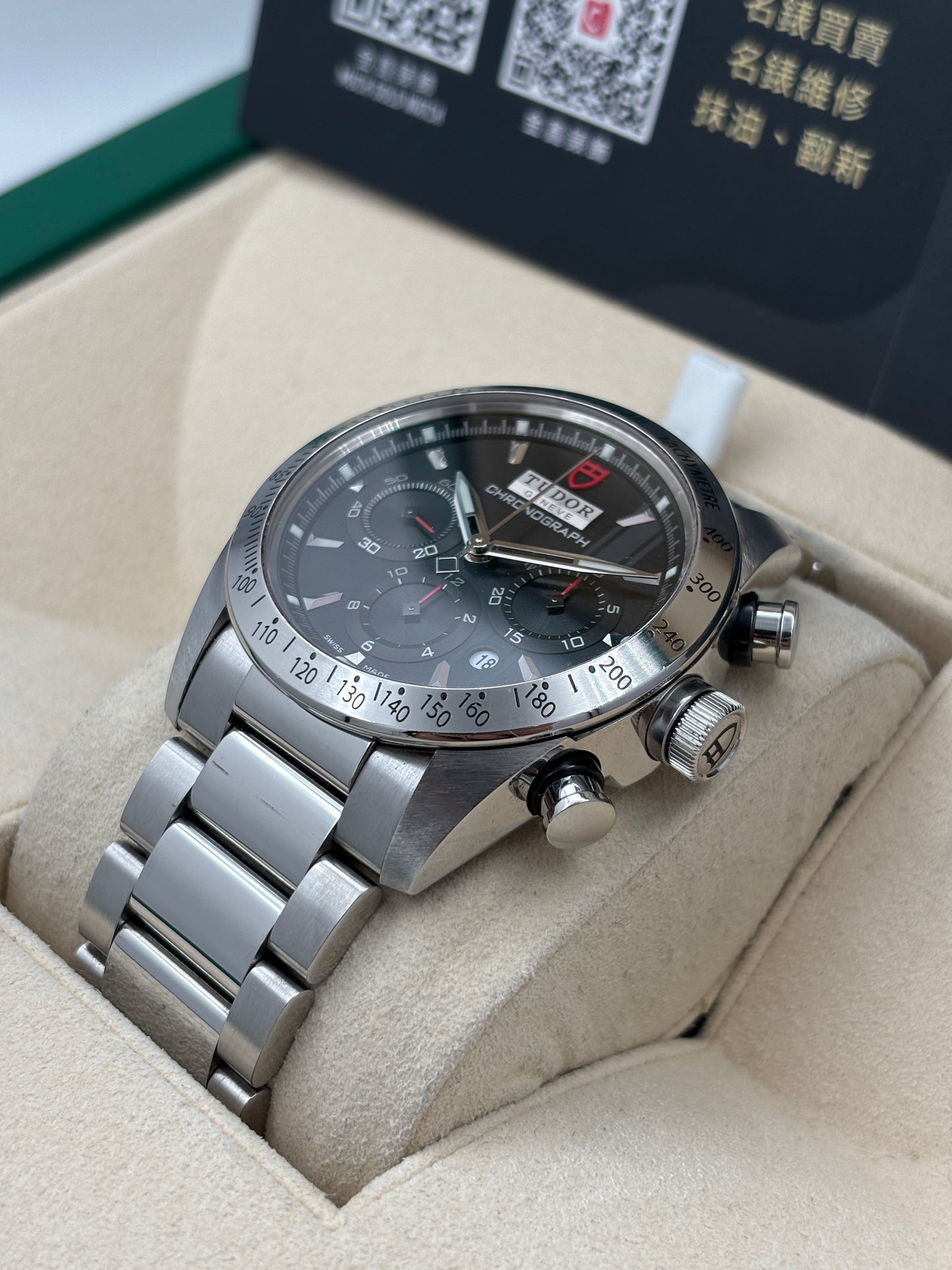 二手 USED  TUDOR 帝舵 FASTRIDER 42000 黑色 OPEN DAY 保養卡