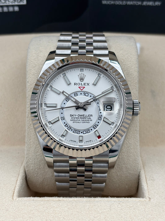 [SOLD OUT]二手 USED  ROLEX 勞力士 SKY-DWELLER 326934 白色 2023年4月 珠帶 全套 FULL SET