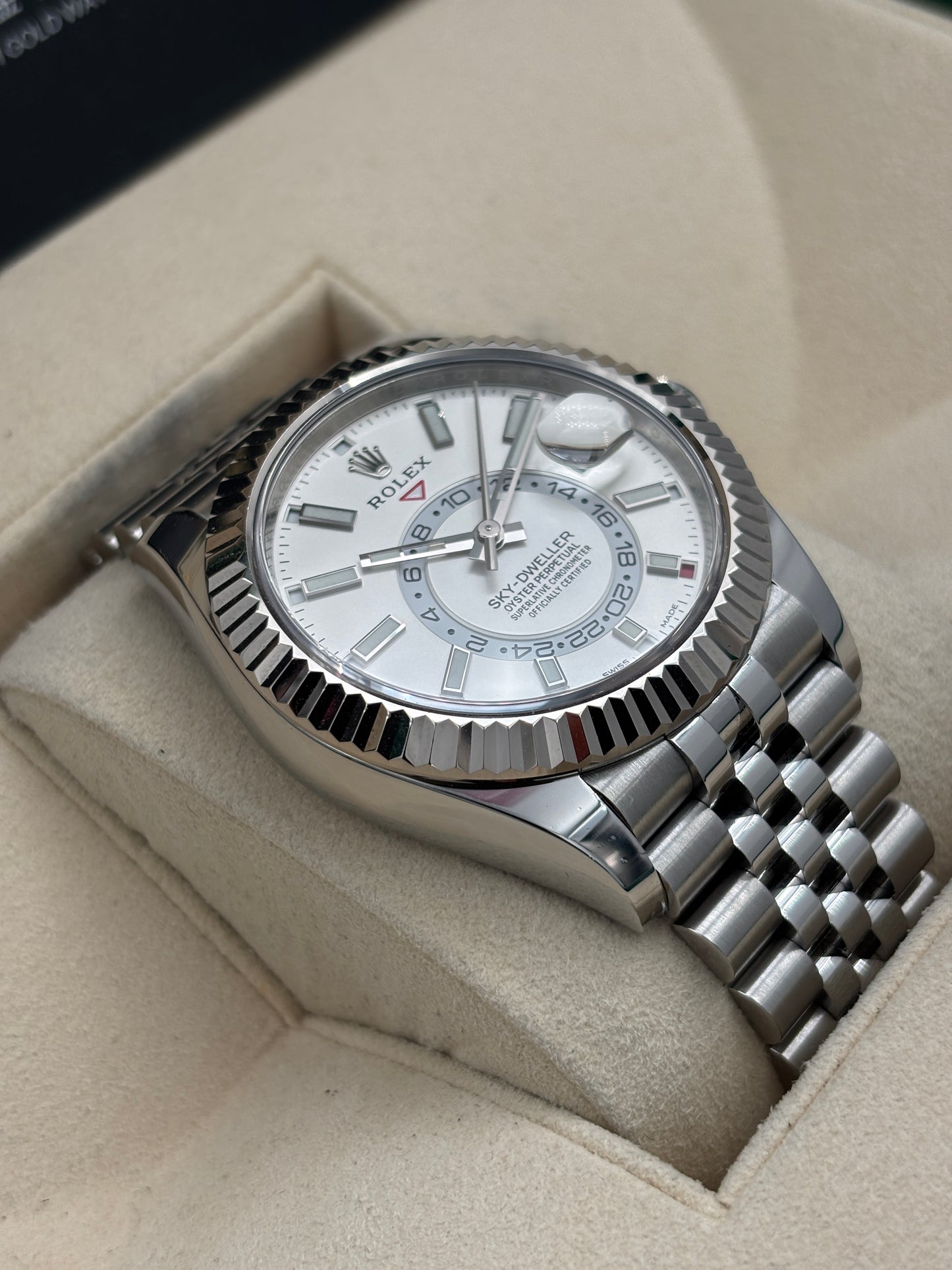 二手 USED  ROLEX 勞力士 SKY-DWELLER 326934 白色 2023年4月 珠帶 全套 FULL SET