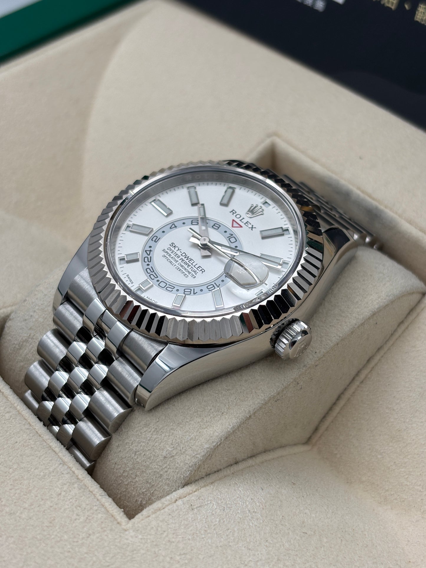 二手 USED  ROLEX 勞力士 SKY-DWELLER 326934 白色 2023年4月 珠帶 全套 FULL SET