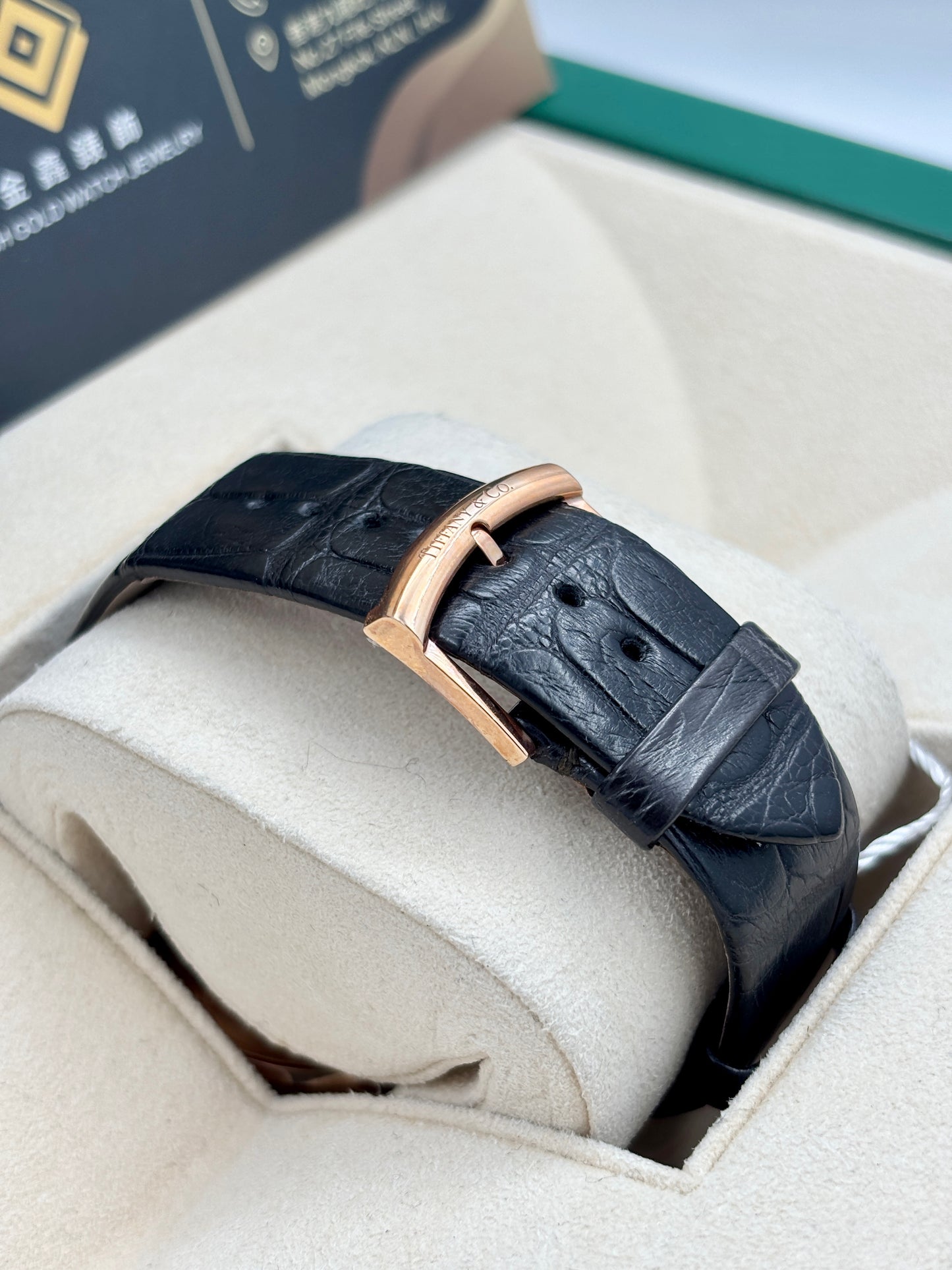 二手 Used TIFFANY&CO. ATLAS DOME Z1810.68.30A10A70A 黑色羅馬字 18k黃金 OPEN DAY 保養卡