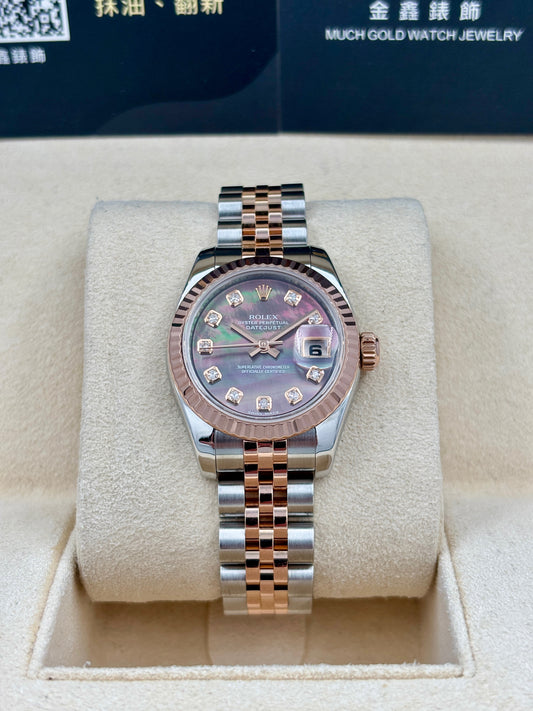 二手 USED ROLEX 勞力士 DATEJUST 179171 2007年5月 黑貝面鑽石字 全套 FULL SET 有AD單