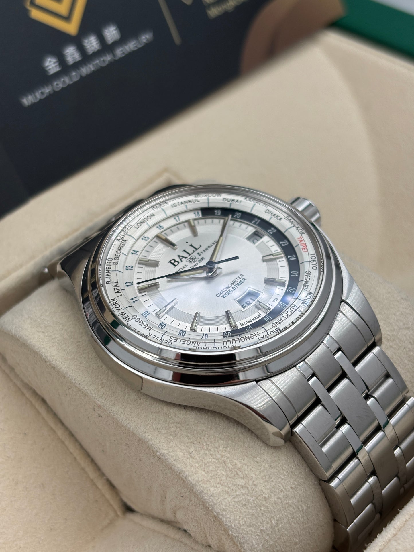 二手 USED  BALL 波爾錶 WORLDTIME GM2020D-S2CJ-SL 白色 2023年2月 全套 FULL SET AD單