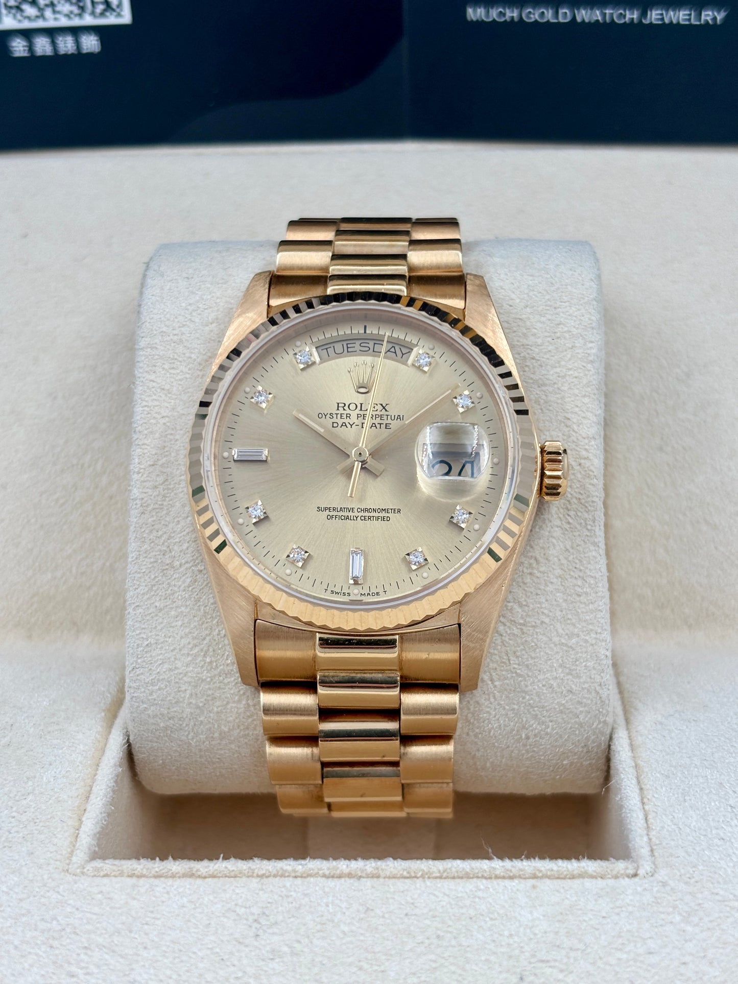 二手 USED ROLEX 勞力士 DAY-DATE 18038 約1986 金色鑽石字 淨錶 WATCH ONLY