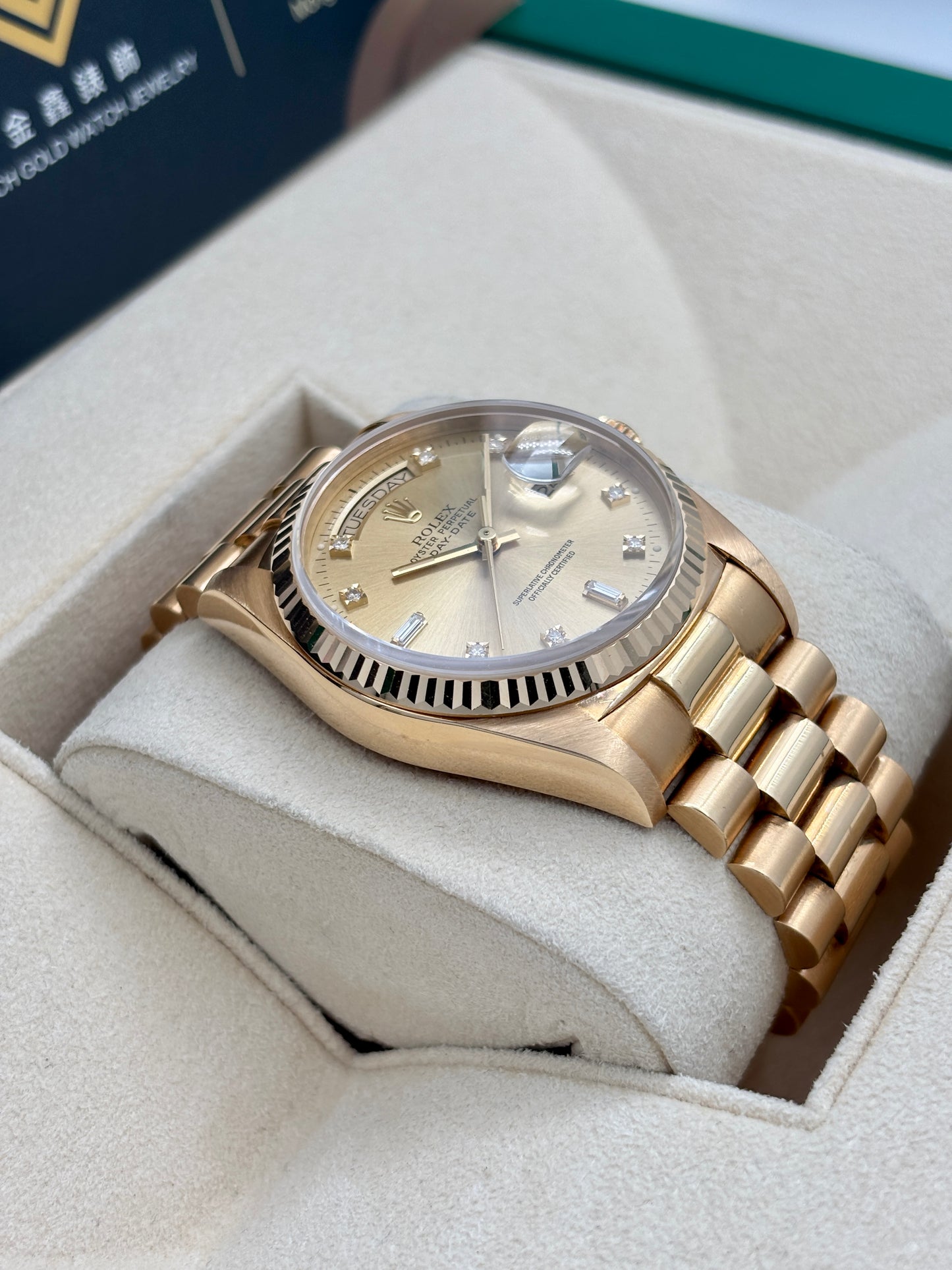 二手 USED ROLEX 勞力士 DAY-DATE 18038 約1986 金色鑽石字 淨錶 WATCH ONLY