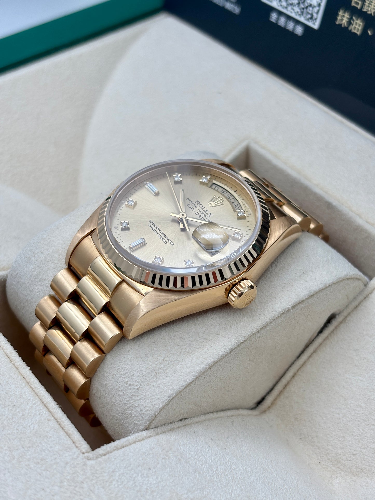 二手 USED ROLEX 勞力士 DAY-DATE 18038 約1986 金色鑽石字 淨錶 WATCH ONLY