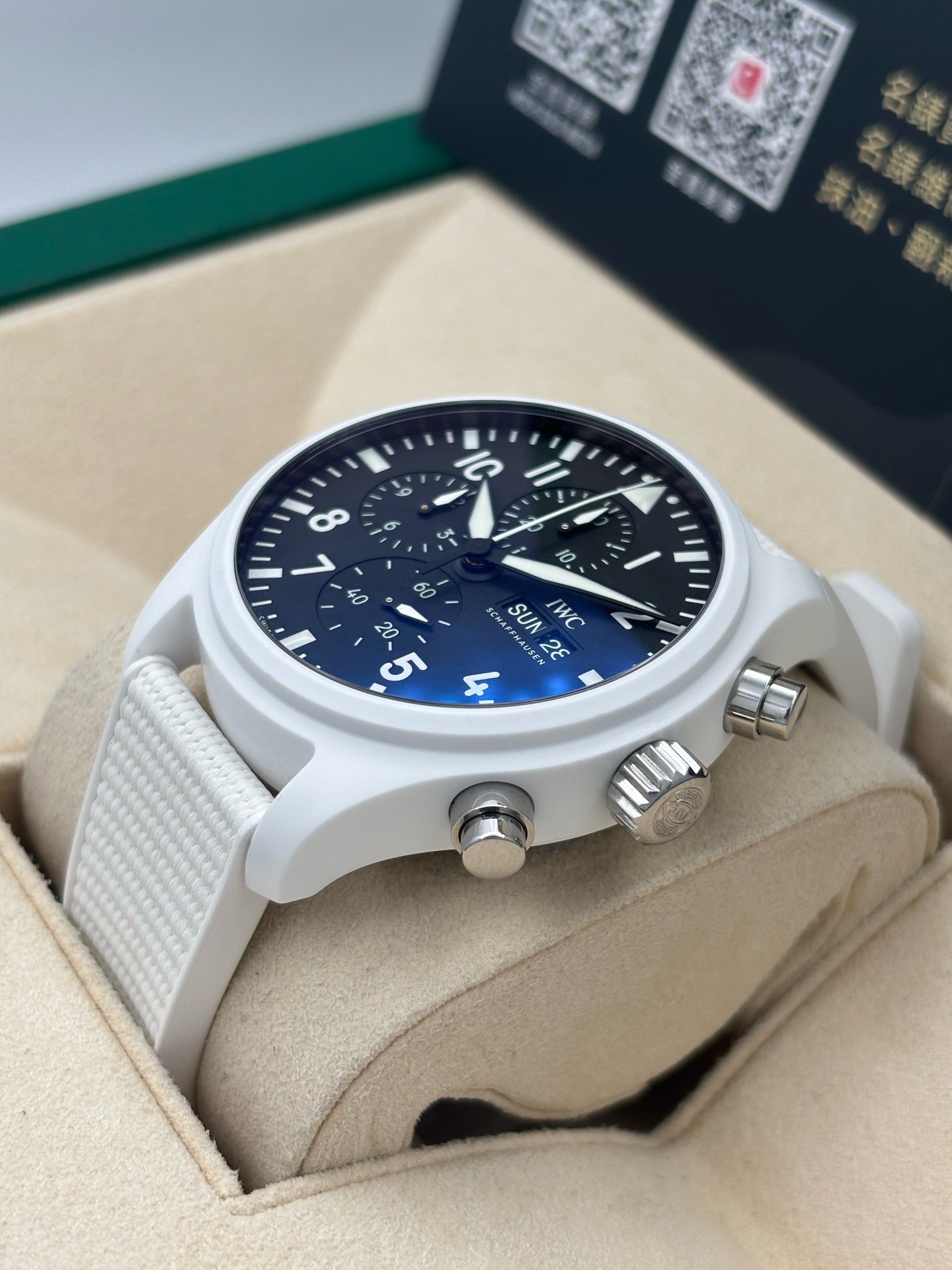 二手 USED IWC 萬國 Pilot’s Watch Chronograph TOP GUN IW389105 2022年2月 黑色 白陶瓷 全套 FULL SET