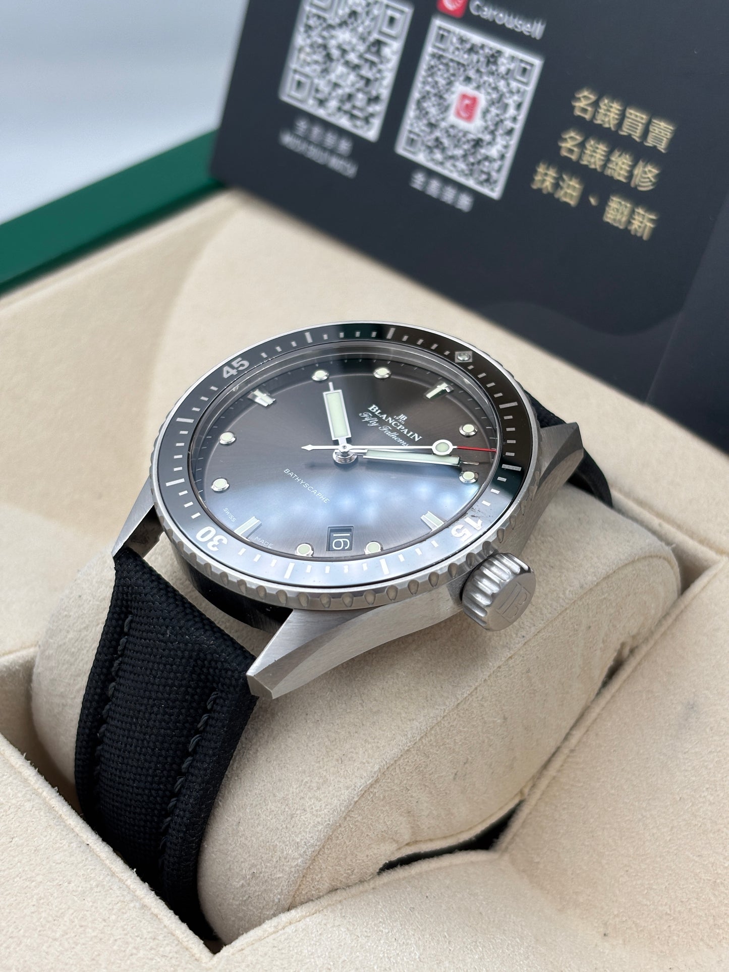 二手 USED  BLANCPAIN 寶珀 FIFTY FATHOMS 5000-1110-B52A 黑色 2024年5月 全套 FULL SET