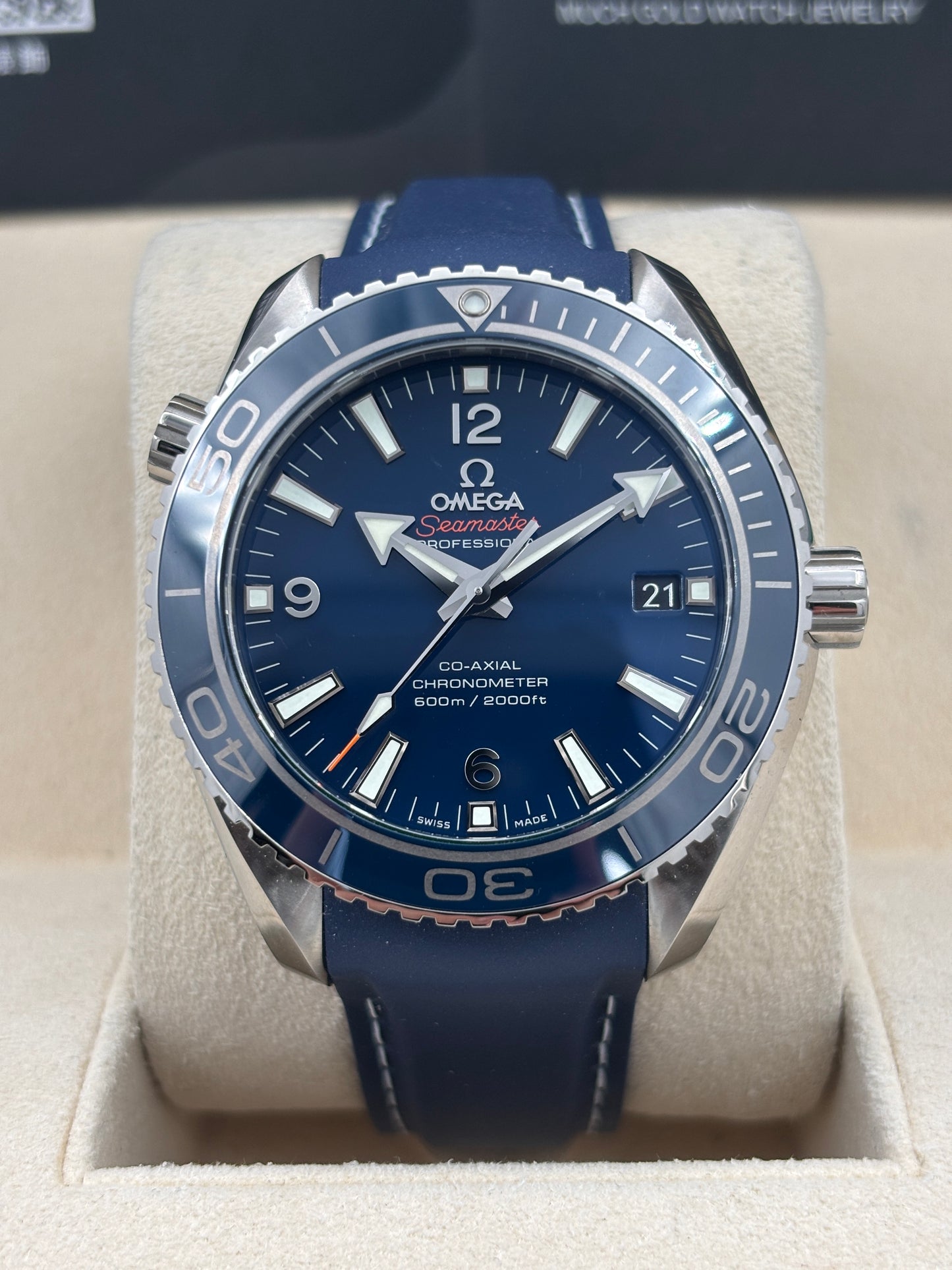 二手 USED  OMEGA 歐米茄 SEAMASTER PLANET OCEAN 232.92.42.21.03.001 藍色 OPEN DAY 鈦金屬 99.99%新 全套 FULL SET