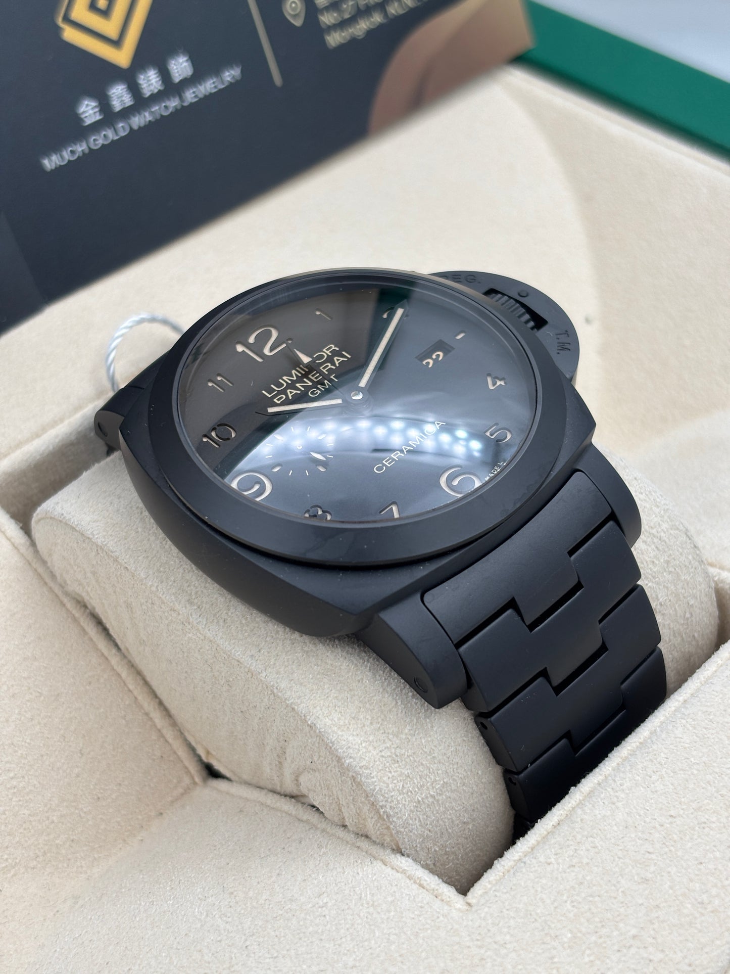 二手 USED  PANERAI 沛納海 TUTTONERO LUMINOR 1950 GMT PAM00438 黑色 2013年12月 陶瓷 全套 FULL SET
