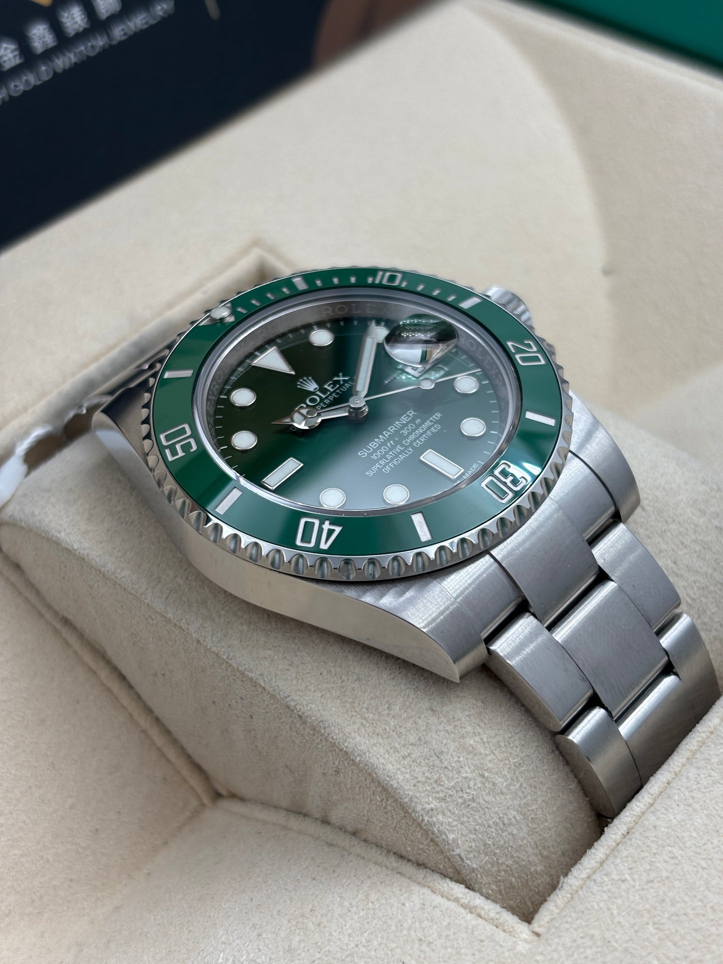 二手 USED  ROLEX 勞力士 SUBMARINER DATE 116610LV 綠色 2015年11月 白綠卡 全套 FULL SET