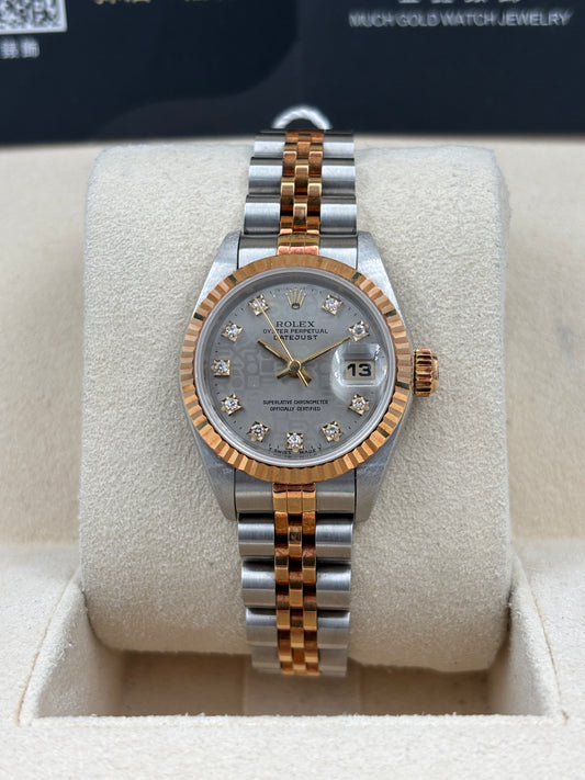 二手 USED  ROLEX 勞力士 DATEJUST 69173G 灰色電腦面鑽石字 1994年12月 保養證