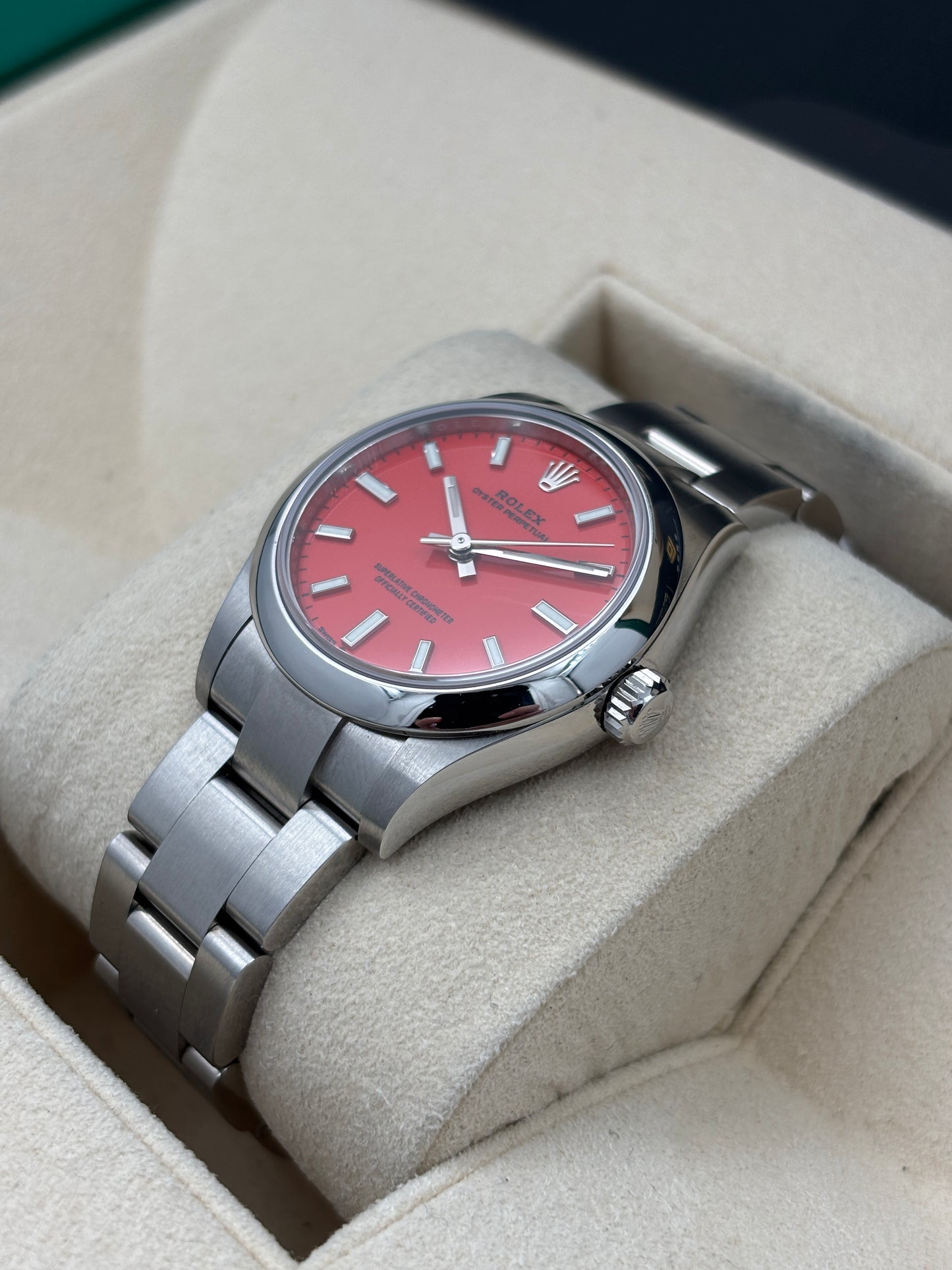 二手 USED  ROLEX 勞力士 OYSTER PERPETUAL 277200 紅色 2022年5月 全套 FULL SET