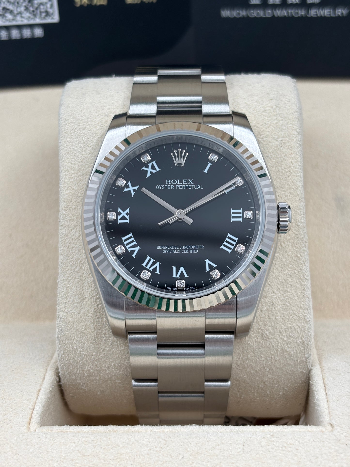 二手 USED  ROLEX 勞力士 OYSTER PEPRETUAL 116034 黑色鑽石羅馬字 2011年1月 全套 FULL SET AD單
