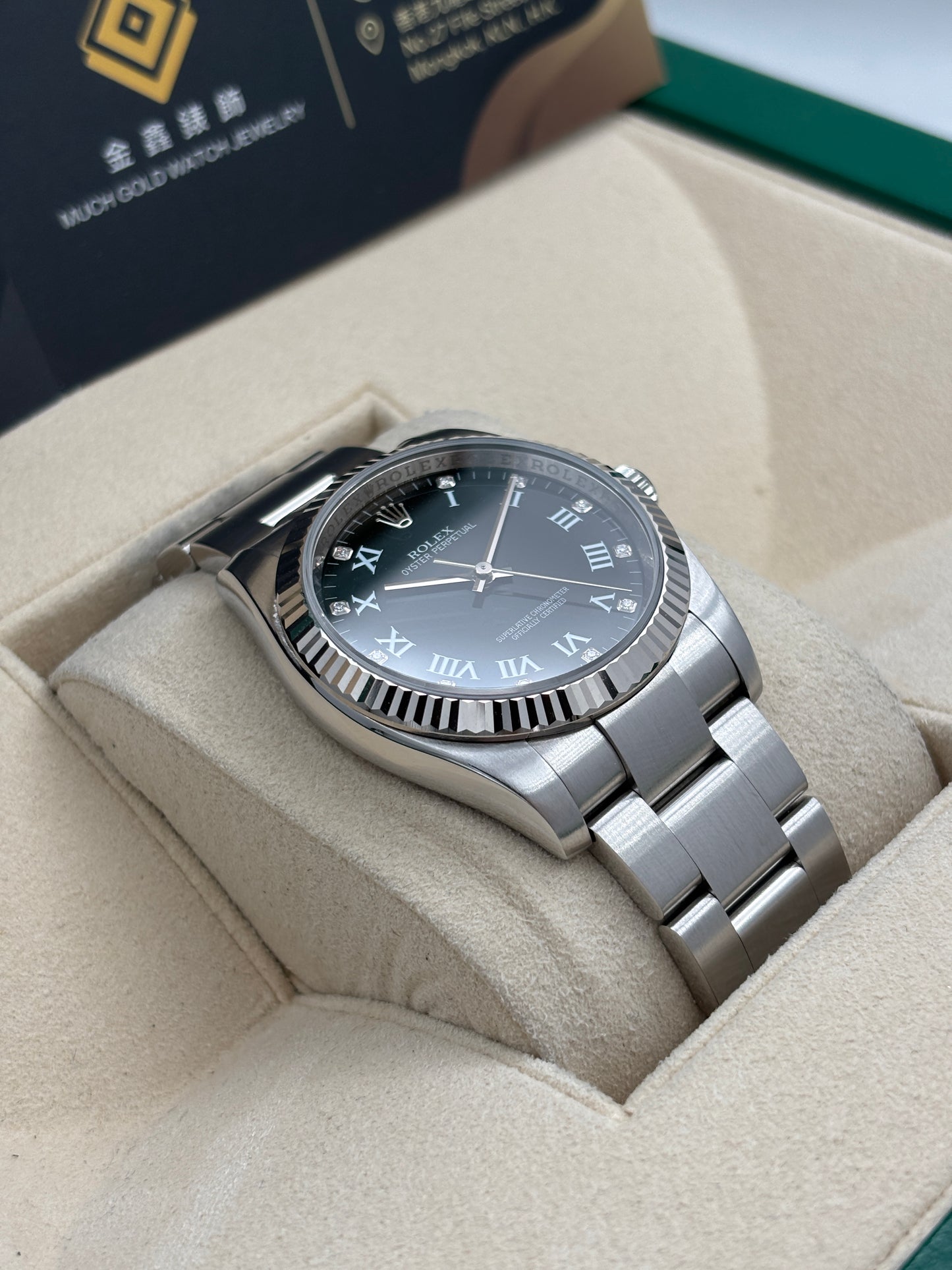 二手 USED  ROLEX 勞力士 OYSTER PEPRETUAL 116034 黑色鑽石羅馬字 2011年1月 全套 FULL SET AD單