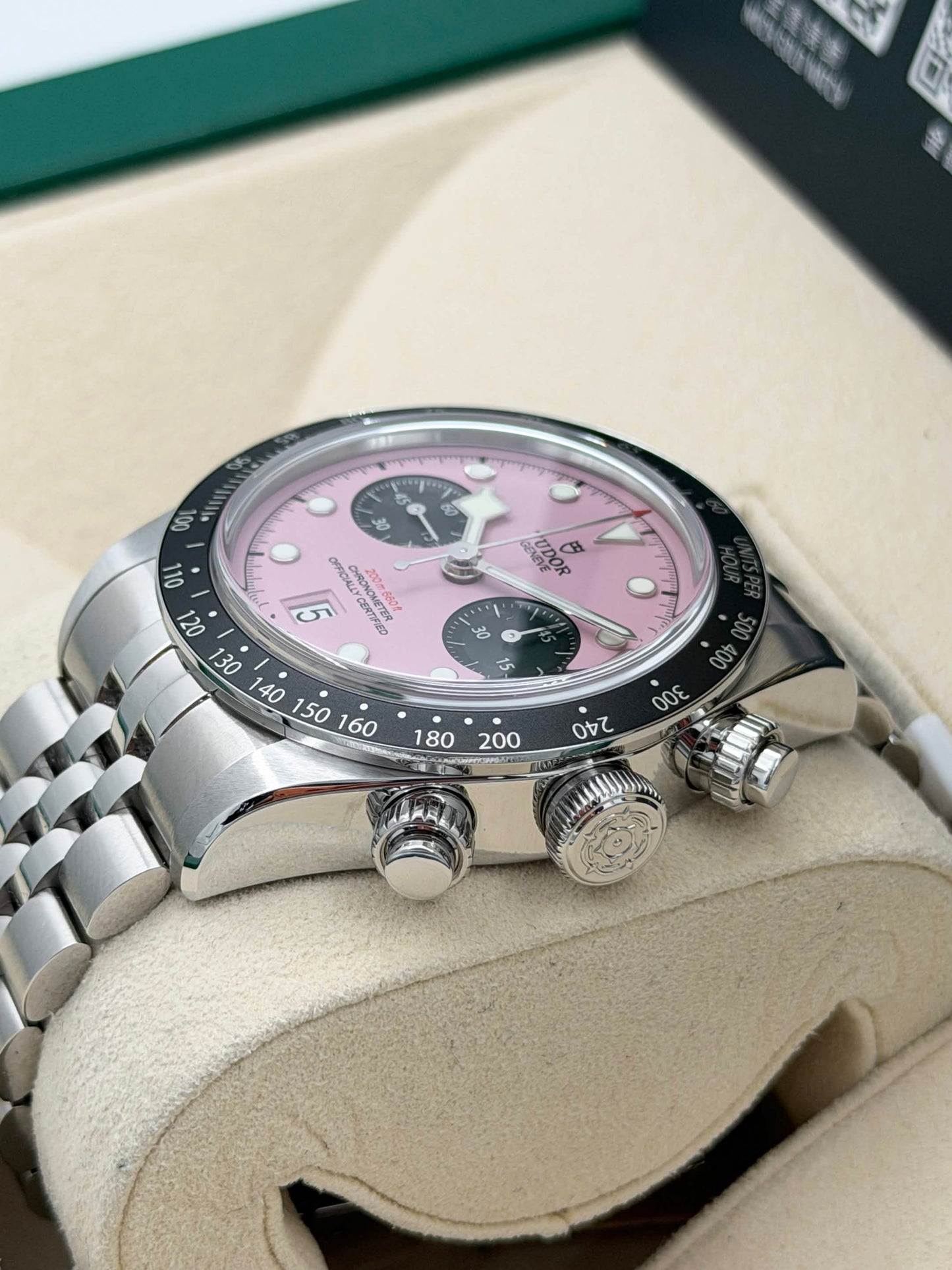[SOLD OUT]二手 USED TUDOR 帝舵 BLACK BAY CHRONOGRAPH 79360N 粉紅色面 2025年 全套 FULL SET