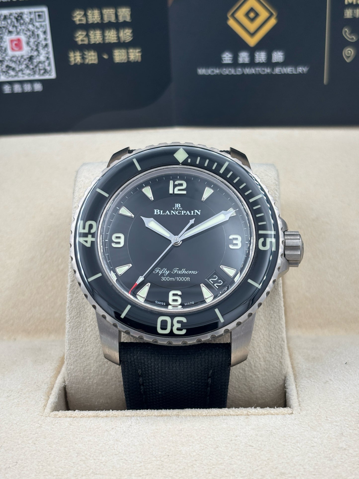 [SOLD OUT]二手 USED BLANCPAIN 寶珀 FIFTY FATHOMS  5015-12B30-B52A 黑色 2022年2月 透底 全套 FULL SET AD單