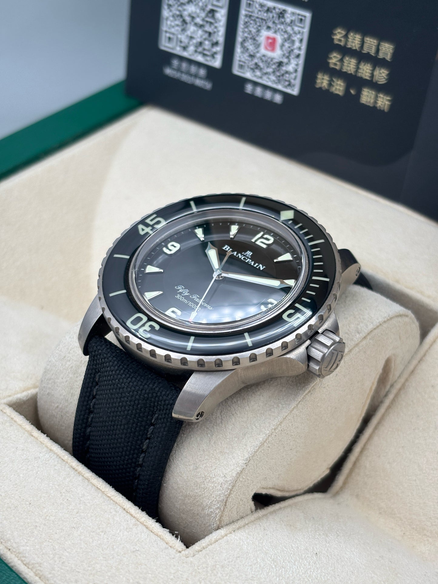[SOLD OUT]二手 USED BLANCPAIN 寶珀 FIFTY FATHOMS  5015-12B30-B52A 黑色 2022年2月 透底 全套 FULL SET AD單