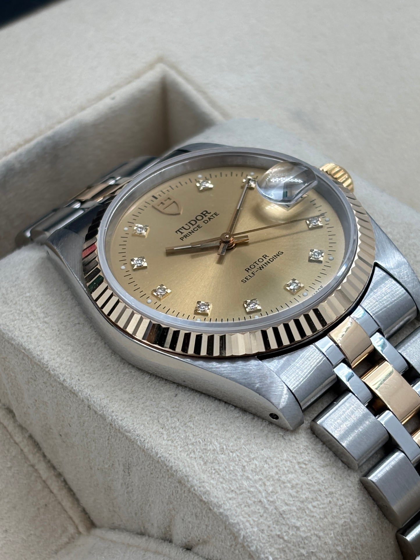 二手 USED  TUDOR 帝舵 PRINCE DATE 74033 金色鑽石字 2003年12月 全套 FULL SET