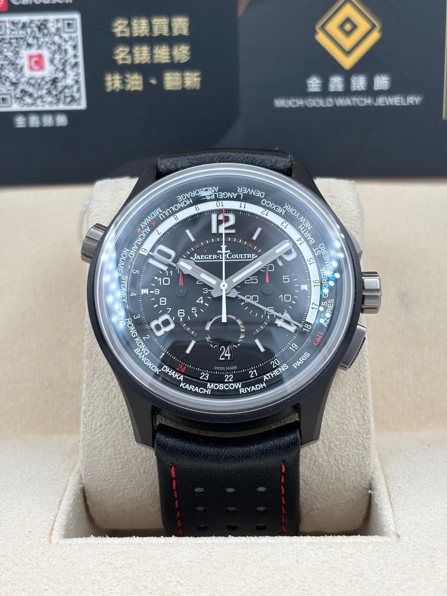 二手 USED  JAEGER-LECOULTRE 積家 AMVOX CERMET WORLD CHRONOGRAPH Q193A470 黑色 OPEN DAY 限量版 全套 FULL SET