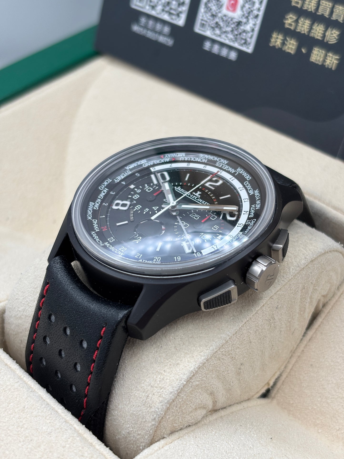 二手 USED  JAEGER-LECOULTRE 積家 AMVOX CERMET WORLD CHRONOGRAPH Q193A470 黑色 OPEN DAY 限量版 全套 FULL SET