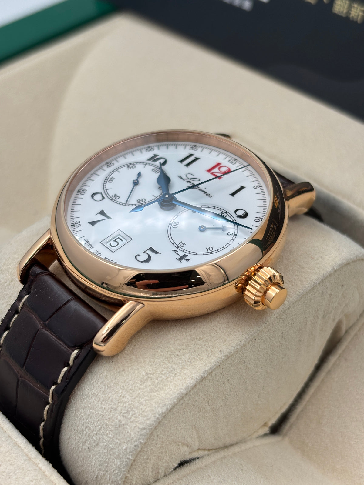 二手 USED  LONGINES 浪琴 HERITAGE 180TH ANNIVERSARY MONOPUSHER CHRONOGRAPH L2.775.8.23.3 白色 2025年11月 全套 FULL SET