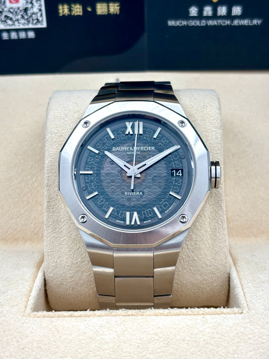 [SOLD OUT]二手 USED  BAUME&amp;MERCIER 名士錶 RIVIERA M0A10715 黑色 2023年9月 全套 FULL SET AD單