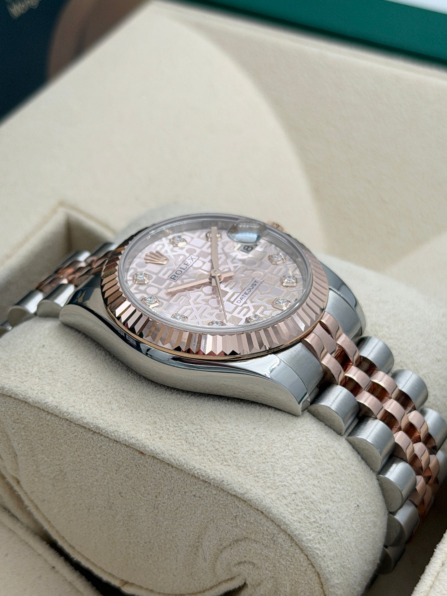 二手 USED  ROLEX 勞力士 DATEJUST 178271 粉紅色電腦面鑽石字 2018年7月 全套 FULL SET AD單