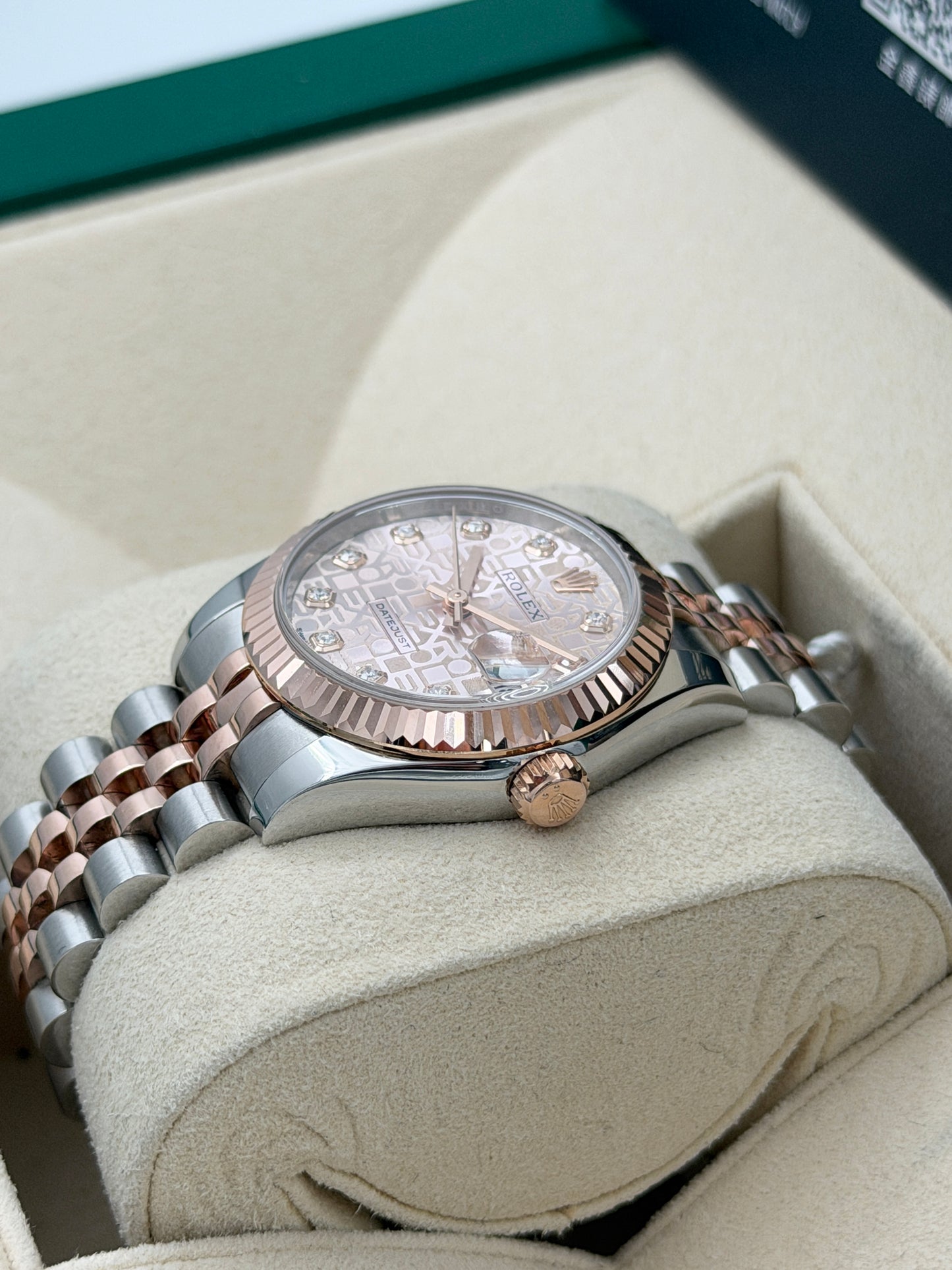 二手 USED  ROLEX 勞力士 DATEJUST 178271 粉紅色電腦面鑽石字 2018年7月 全套 FULL SET AD單