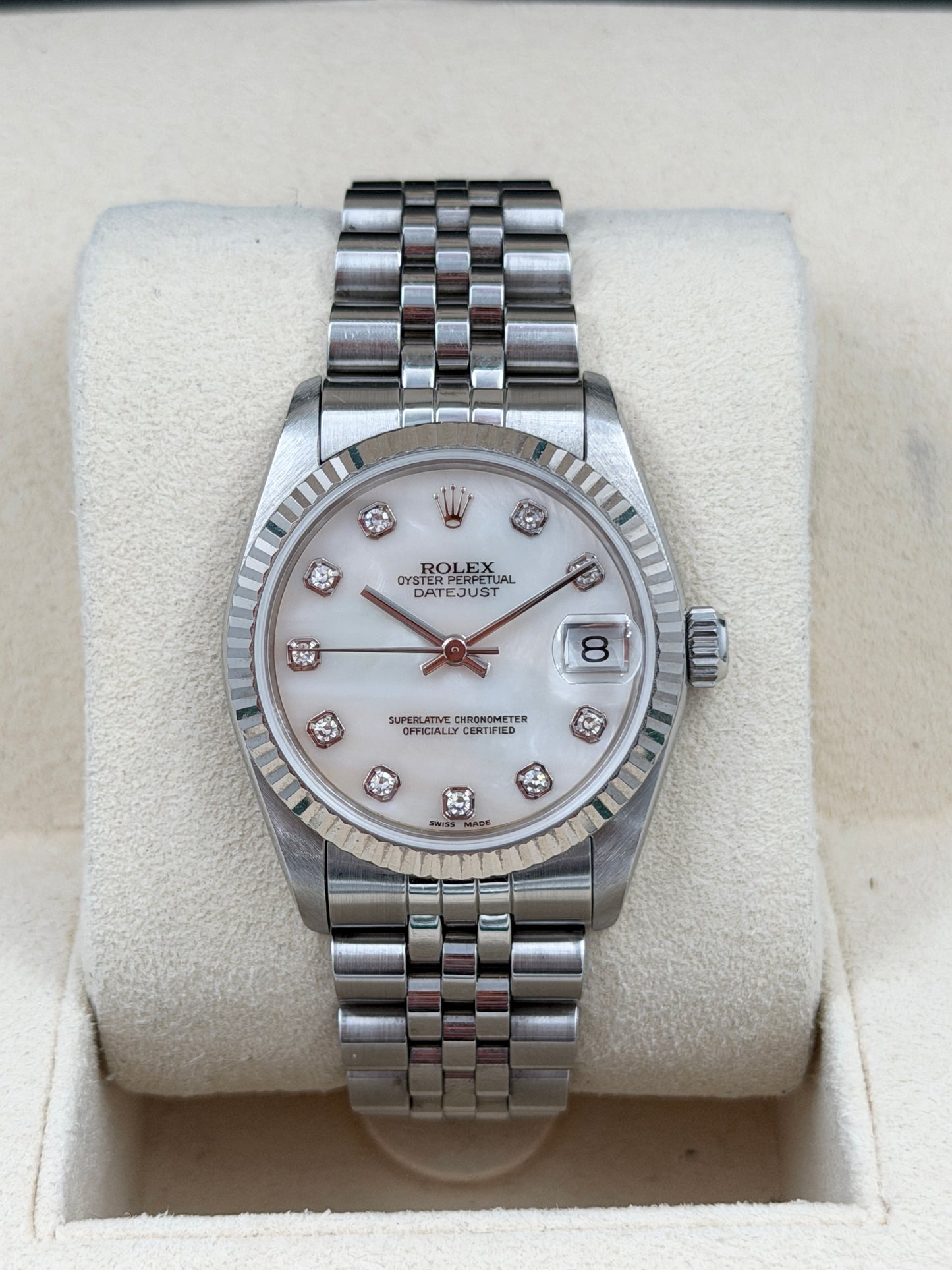 二手 USED  ROLEX 勞力士 DATEJUST 68274 白色貝殼面鑽石字 約1996年 淨錶 WATCH ONLY