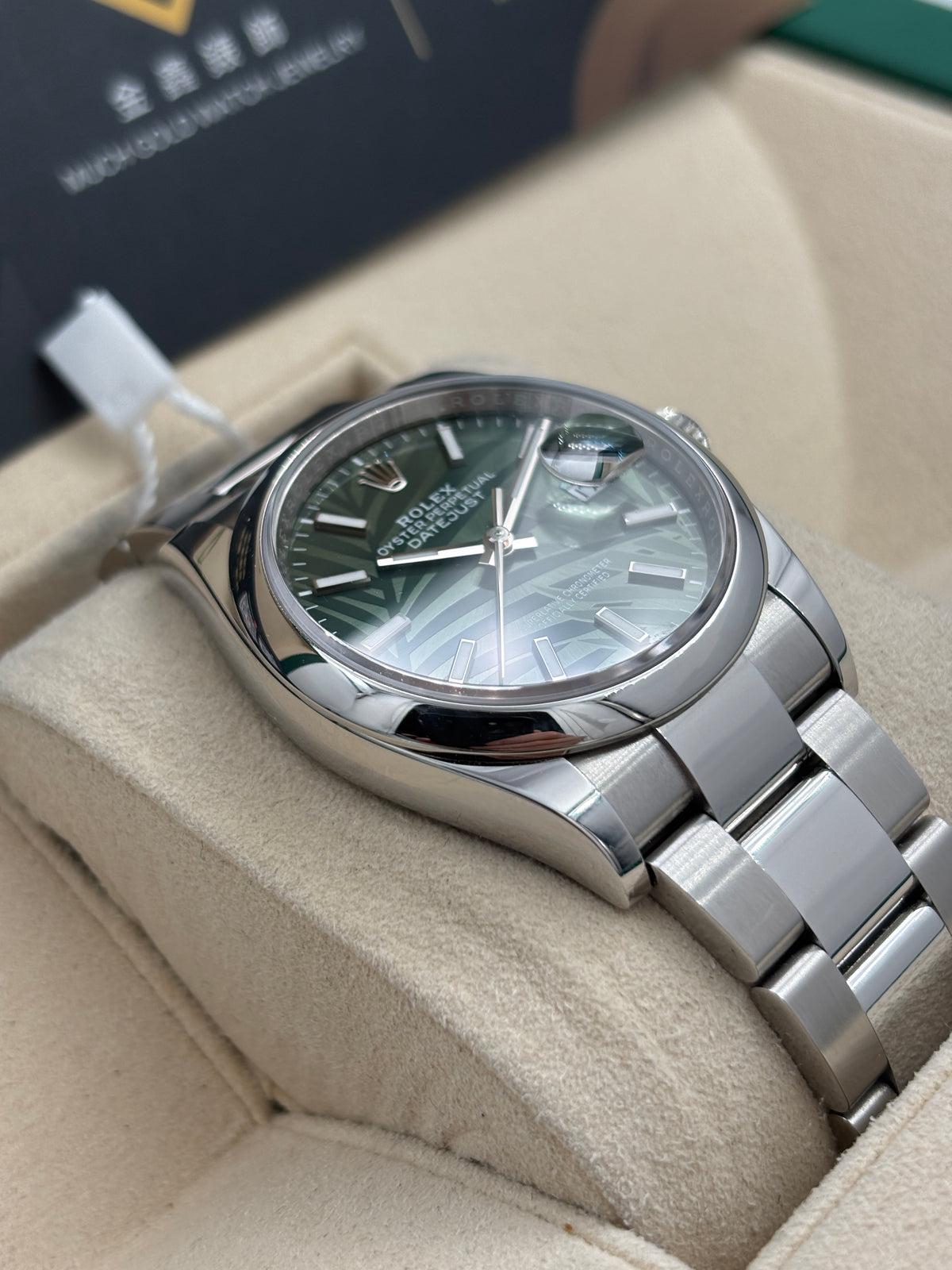二手 USED  ROLEX 勞力士 DATEJUST 126200 橄欖綠色 棕櫚葉 2026年4月 全套 FULL SET