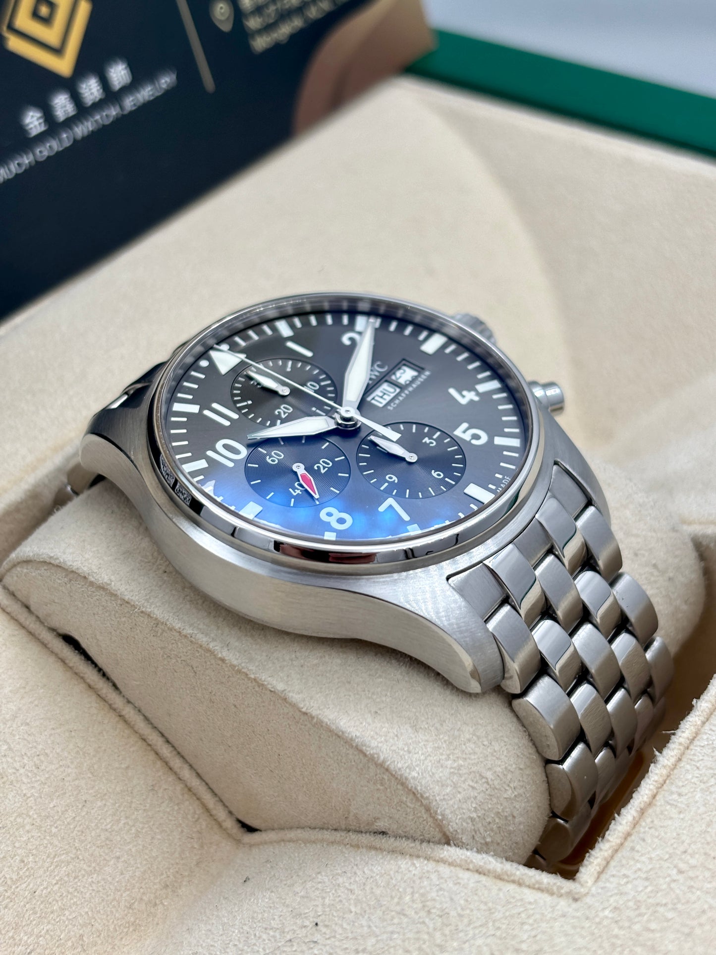 [SOLD OUT]二手 USED  IWC 萬國 Pilot Spitfire chronograph IW377719 灰色 2017年9月 全套 FULL SET AD單