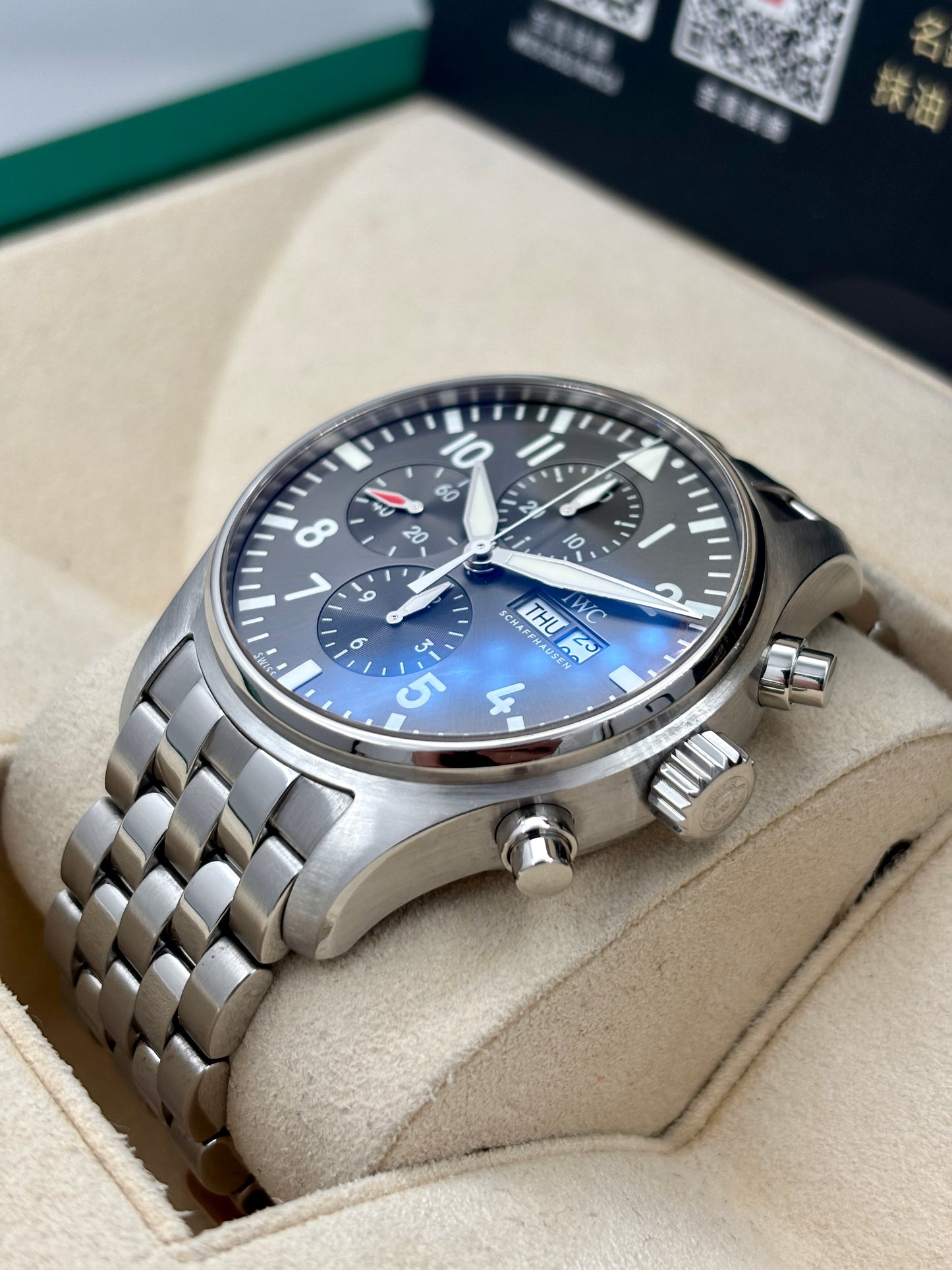 [SOLD OUT]二手 USED  IWC 萬國 Pilot Spitfire chronograph IW377719 灰色 2017年9月 全套 FULL SET AD單
