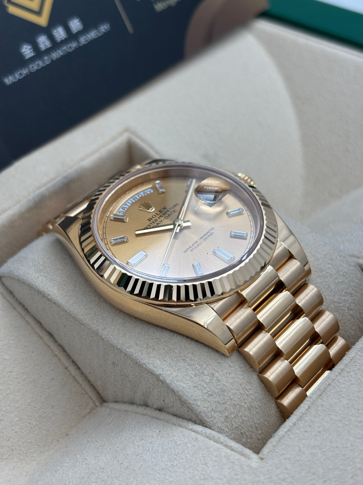 二手 USED  ROLEX 勞力士 DAY-DATE 228238 金色方鑽字 2018年7月 全套 FULL SET