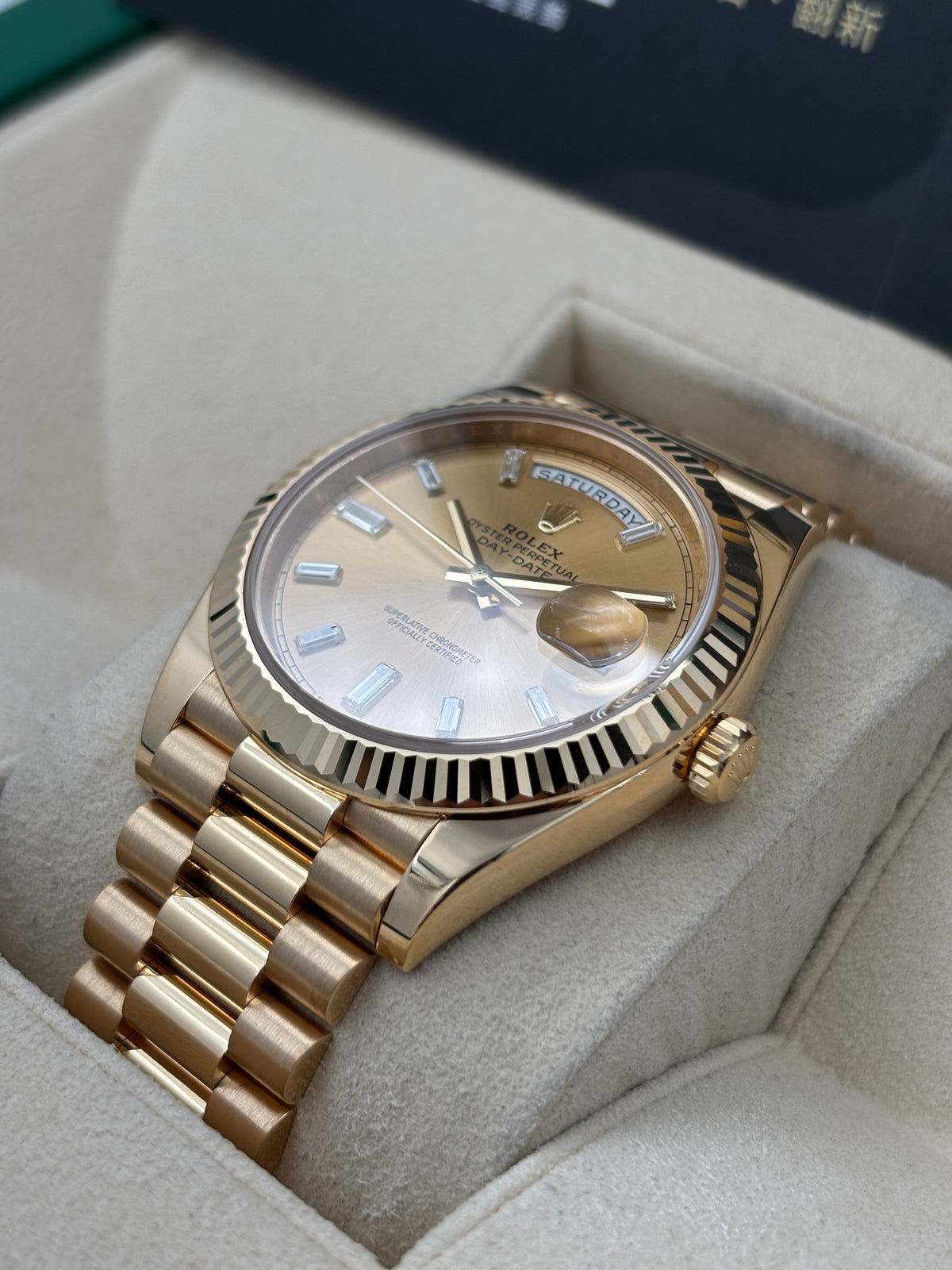 二手 USED  ROLEX 勞力士 DAY-DATE 228238 金色方鑽字 2018年7月 全套 FULL SET