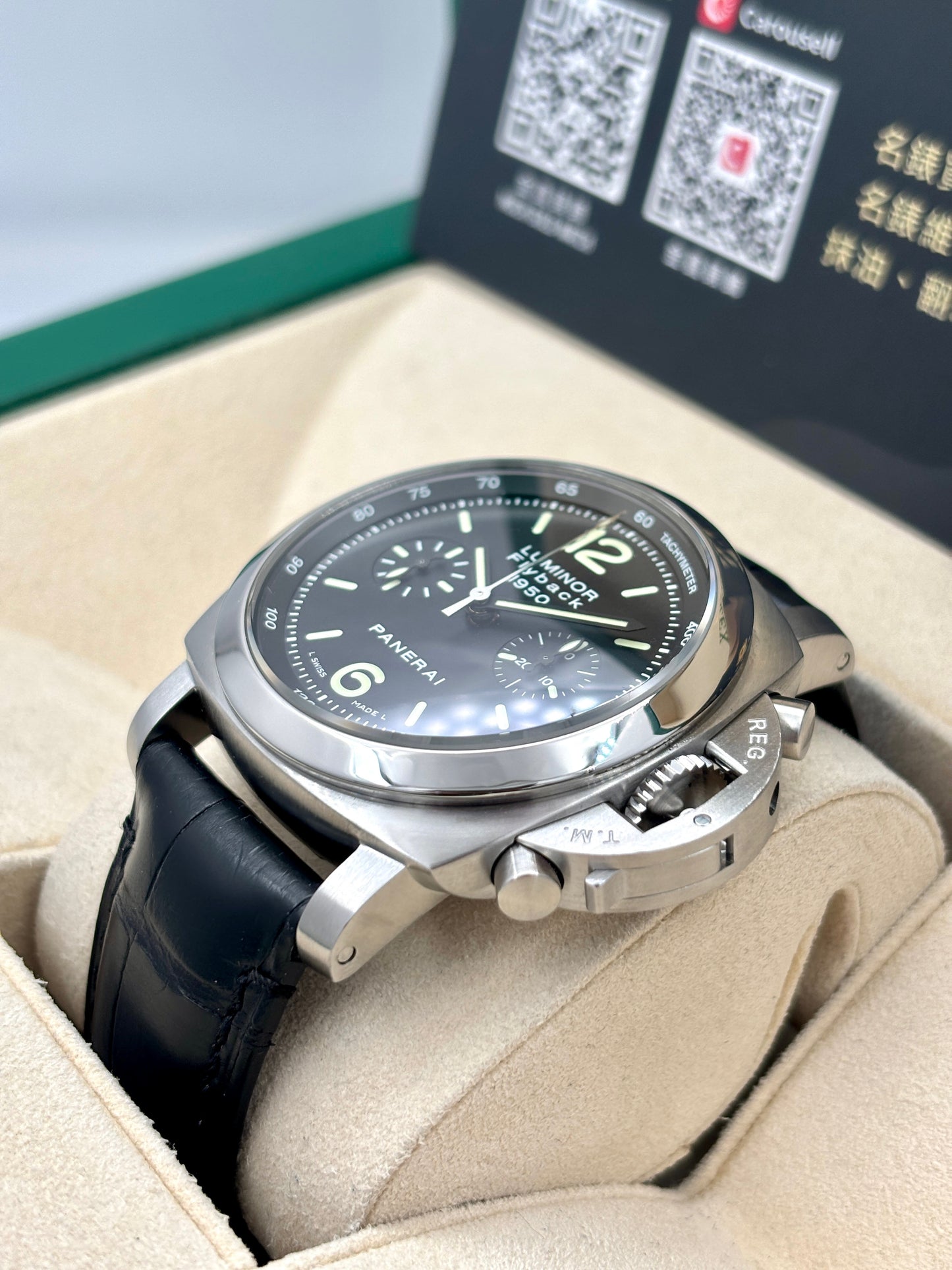 [SOLD OUT]二手 USED PANERAI 沛納海 LUMINOR 1950 3 DAYS CHRONO FLYBACK PAM00212 黑色 淨錶 WATCH ONLY