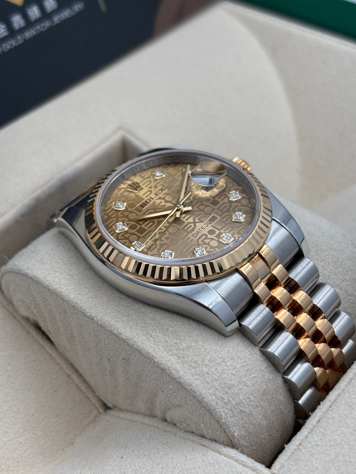 二手 USED  ROLEX 勞力士 DATEJUST 116233 金色電腦面鑽石字 約2010年 淨錶 WATCH ONLY