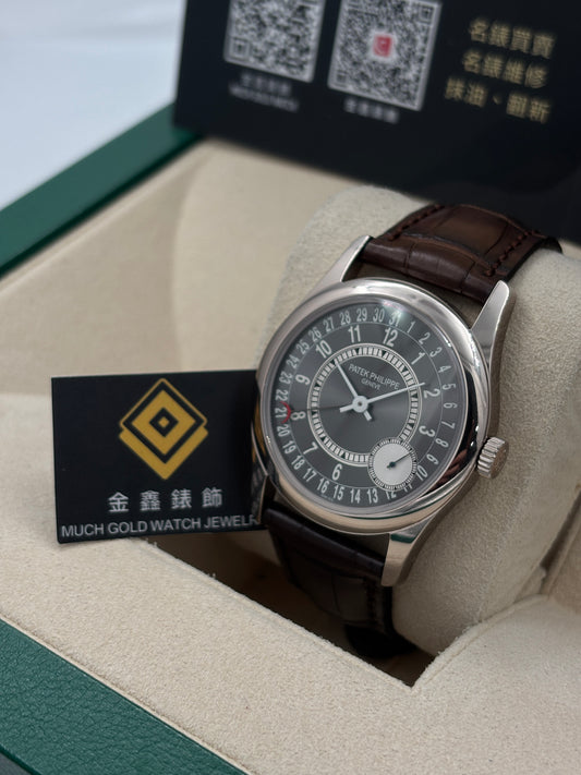 二手 USED  PATEK PHILIPPE 百達翡麗 CALATRAVA 6000G-010 灰色 2018年4月 原裝 燈籠摺扣 全套 FULL SET