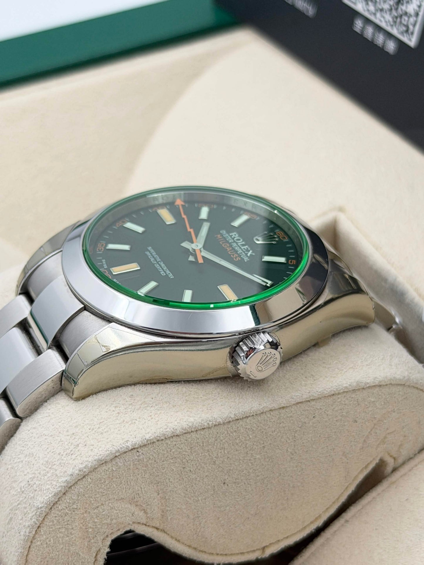 二手 USED ROLEX 勞力士 MILGAUSS 116400GV 綠玻璃 閃電針 2008年12月 未打磨 齊膠紙 全套