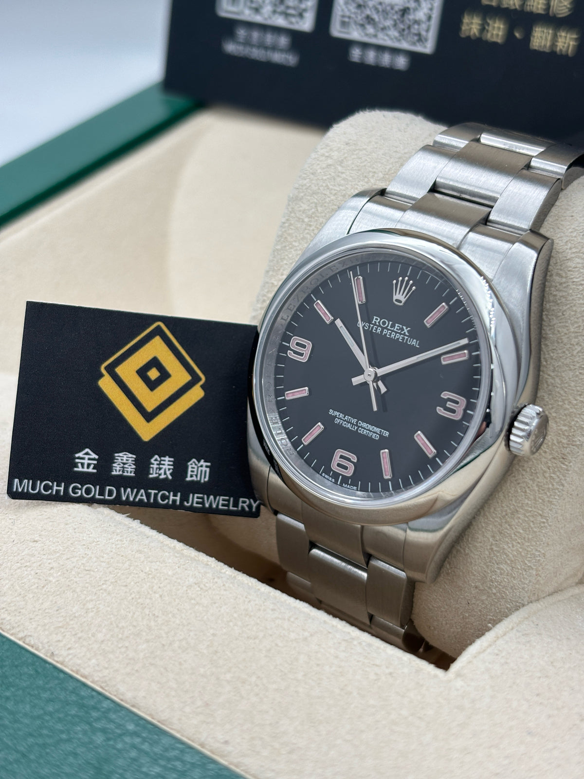 [SOLD OUT]二手 USED  ROLEX 勞力士 OYSTER PERPETUAL 116000 黑色粉紅字 約2010年 淨錶 WATCH ONLY