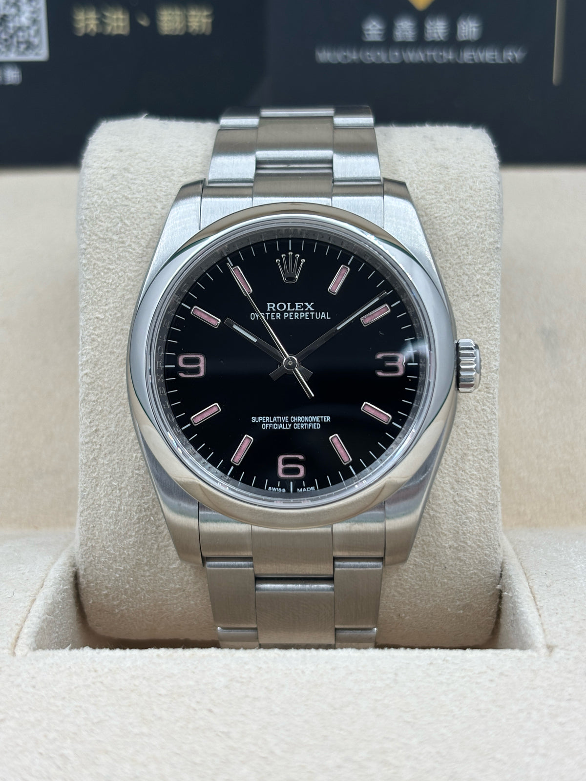 [SOLD OUT]二手 USED  ROLEX 勞力士 OYSTER PERPETUAL 116000 黑色粉紅字 約2010年 淨錶 WATCH ONLY