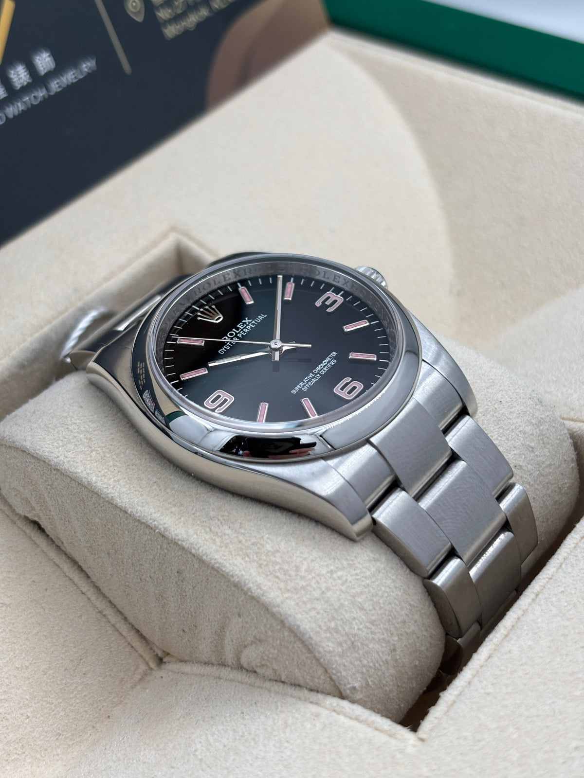 [SOLD OUT]二手 USED  ROLEX 勞力士 OYSTER PERPETUAL 116000 黑色粉紅字 約2010年 淨錶 WATCH ONLY