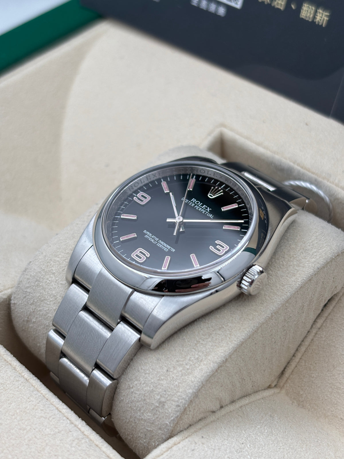 [SOLD OUT]二手 USED  ROLEX 勞力士 OYSTER PERPETUAL 116000 黑色粉紅字 約2010年 淨錶 WATCH ONLY